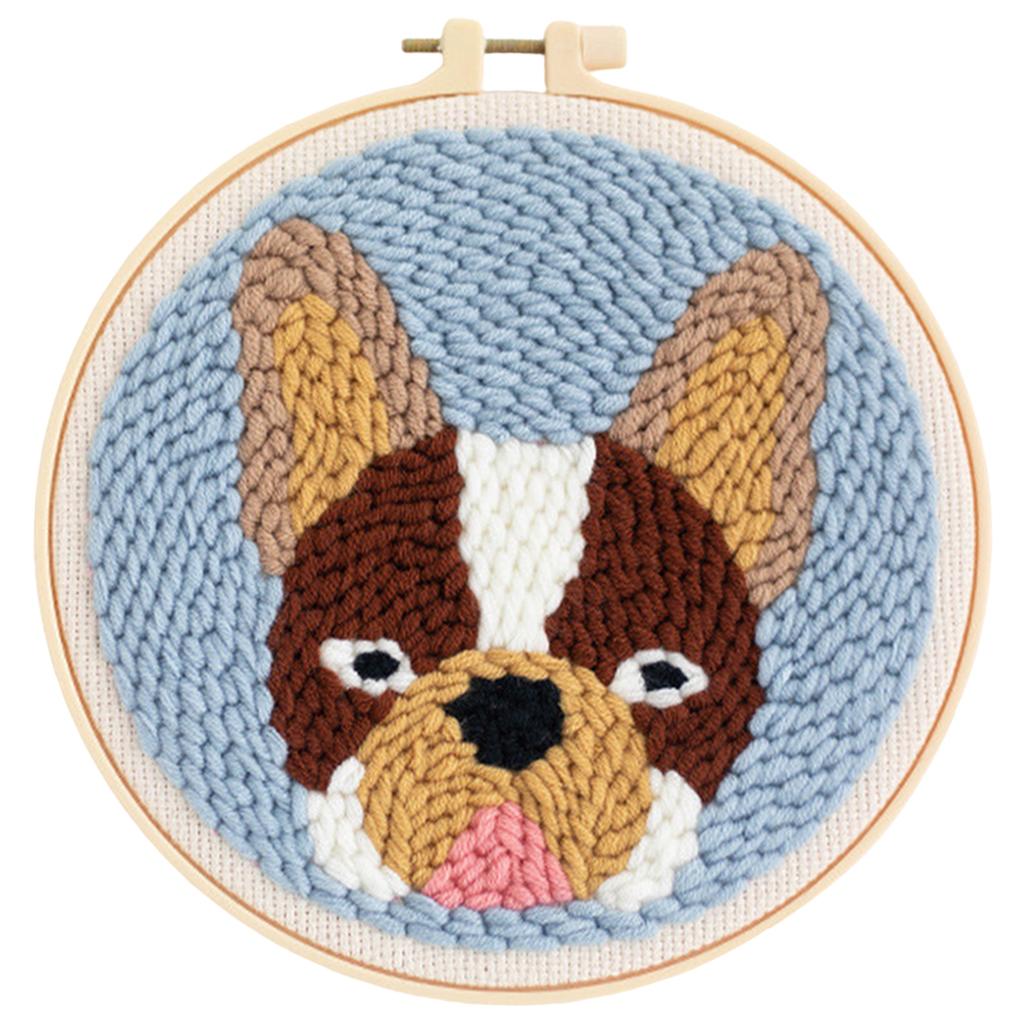 Punch Needle Kit DIY Needlework Animal Dog Embroidery for Adult Kid Starter D