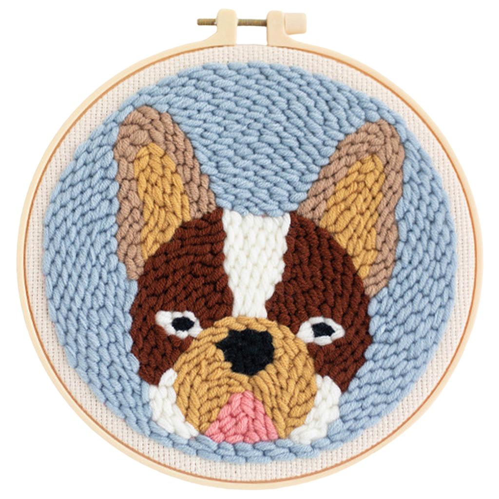 Punch Needle Kit DIY Needlework Animal Dog Embroidery for Adult Kid Starter D