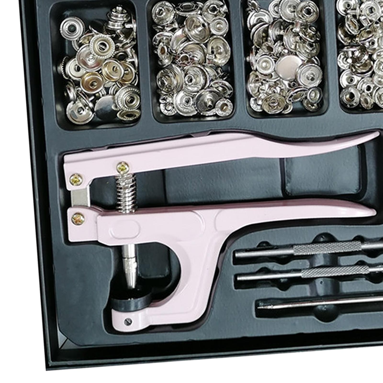 100xSnap Button Kit Copper Snap w/ Fastener Pliers for Clothes Sewing Diaper Silver