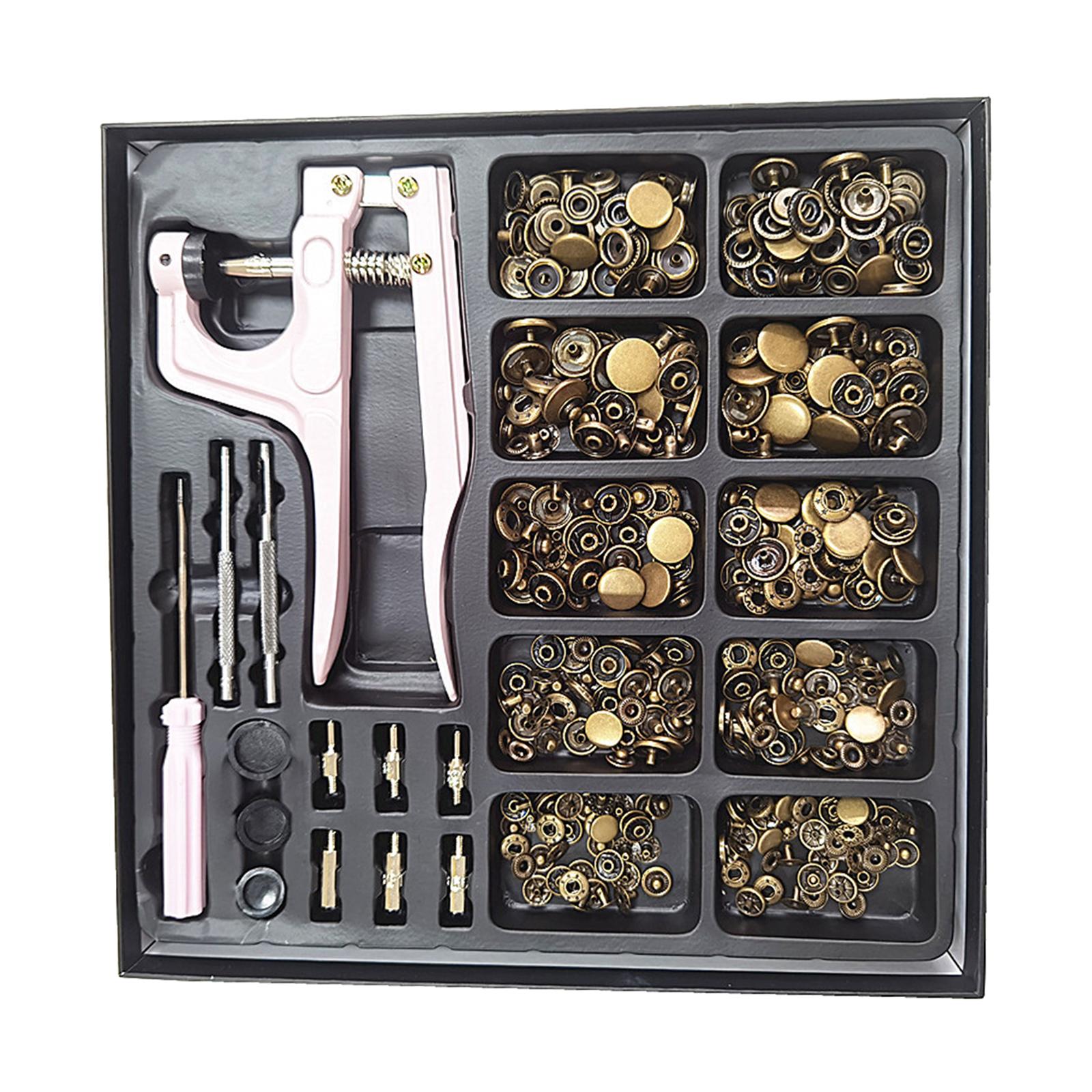 100xSnap Button Kit Copper Snap w/ Fastener Pliers for Clothes Sewing Diaper Green Bronze
