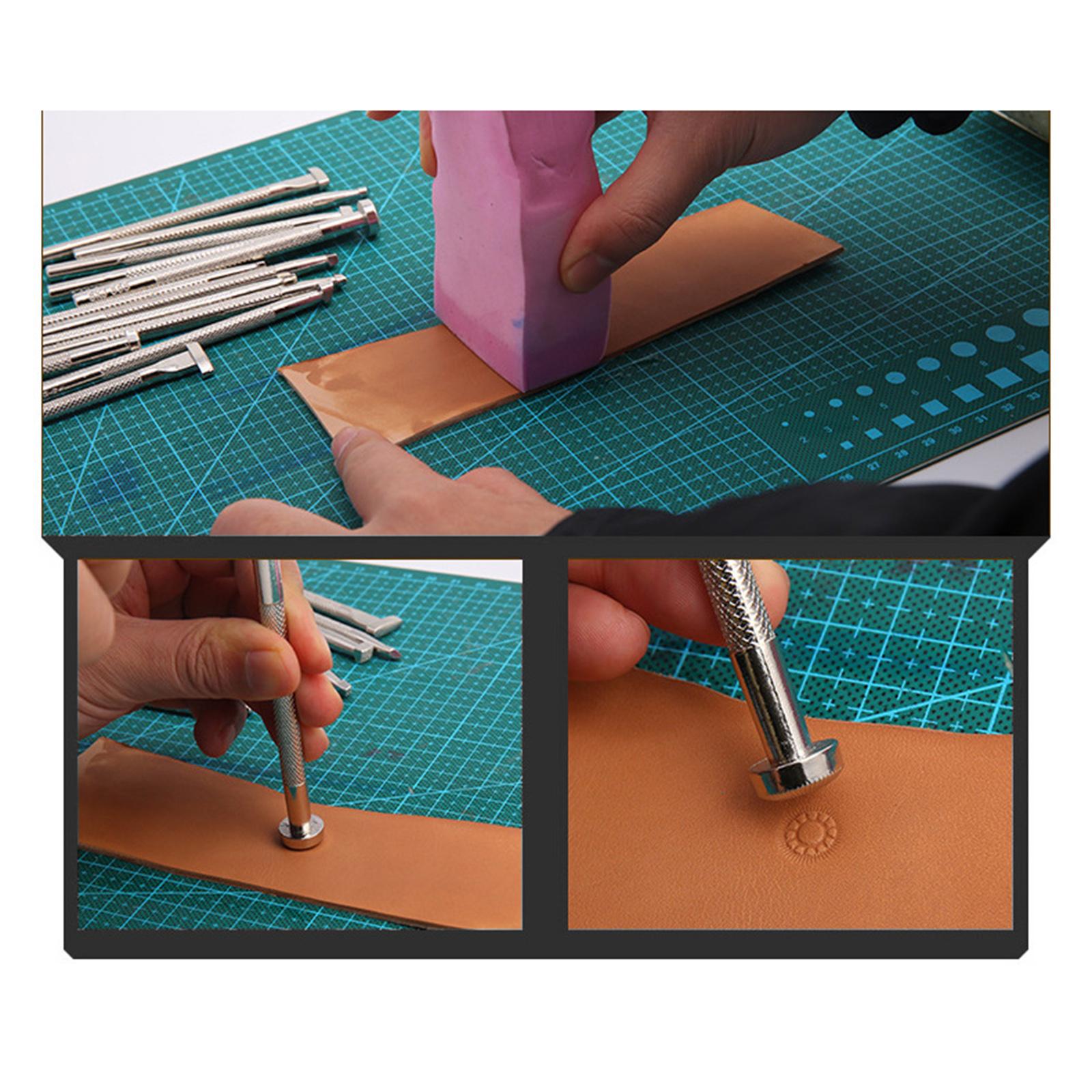 12pcs Leather Craft Working Saddle Making DIY Tools Carving Metal Stamps Set Animal and Plant