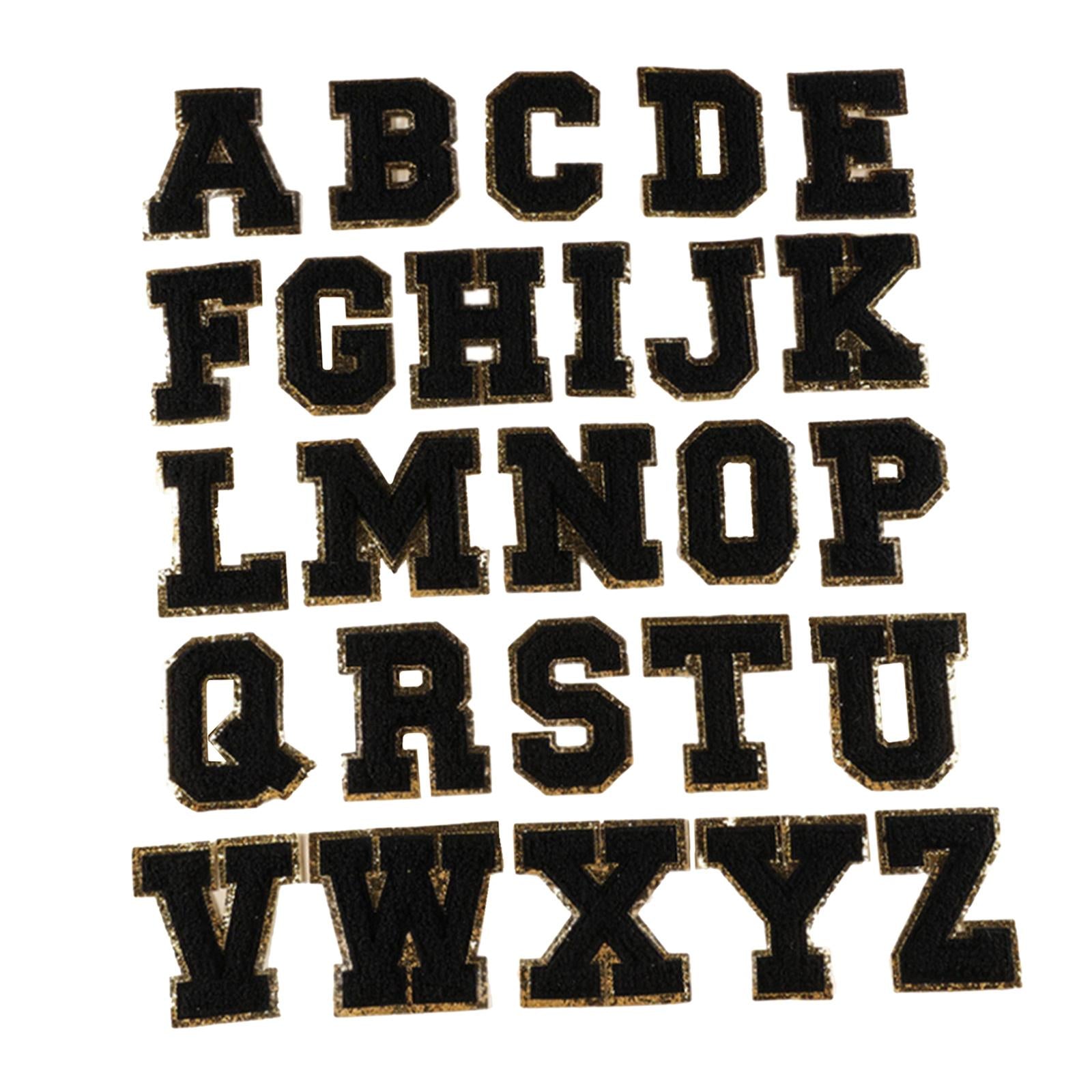 Alphabet Letters Patch Iron/ Sew On Patches for Jeans Hat Shirts Black