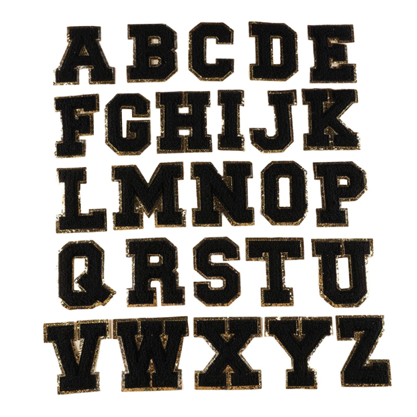 Alphabet Letters Patch Iron/ Sew On Patches for Jeans Hat Shirts Black