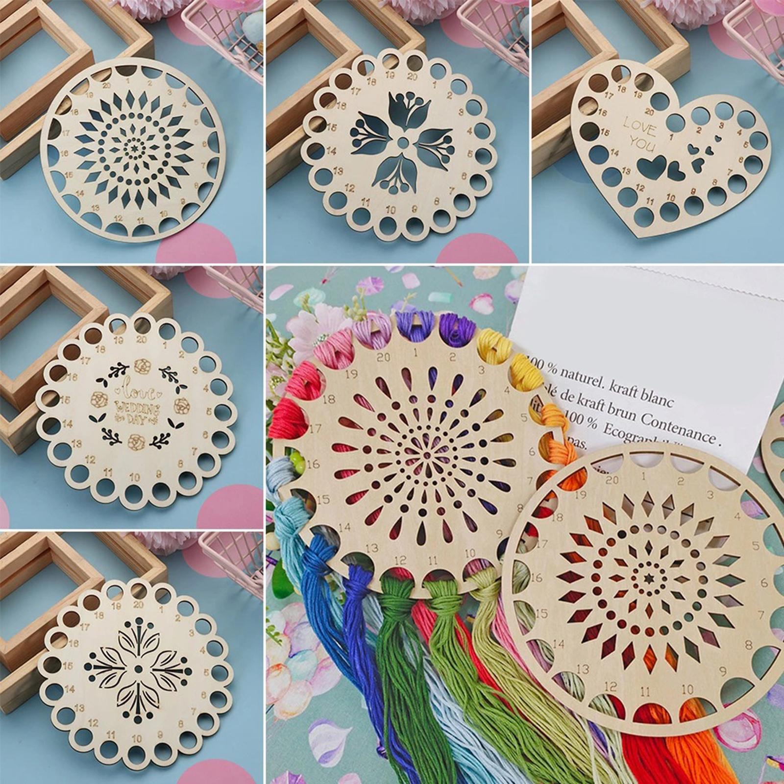 Wood Embroidery Floss Organizer Yarn Holder Crafts Cross Stitch Holder DIY B