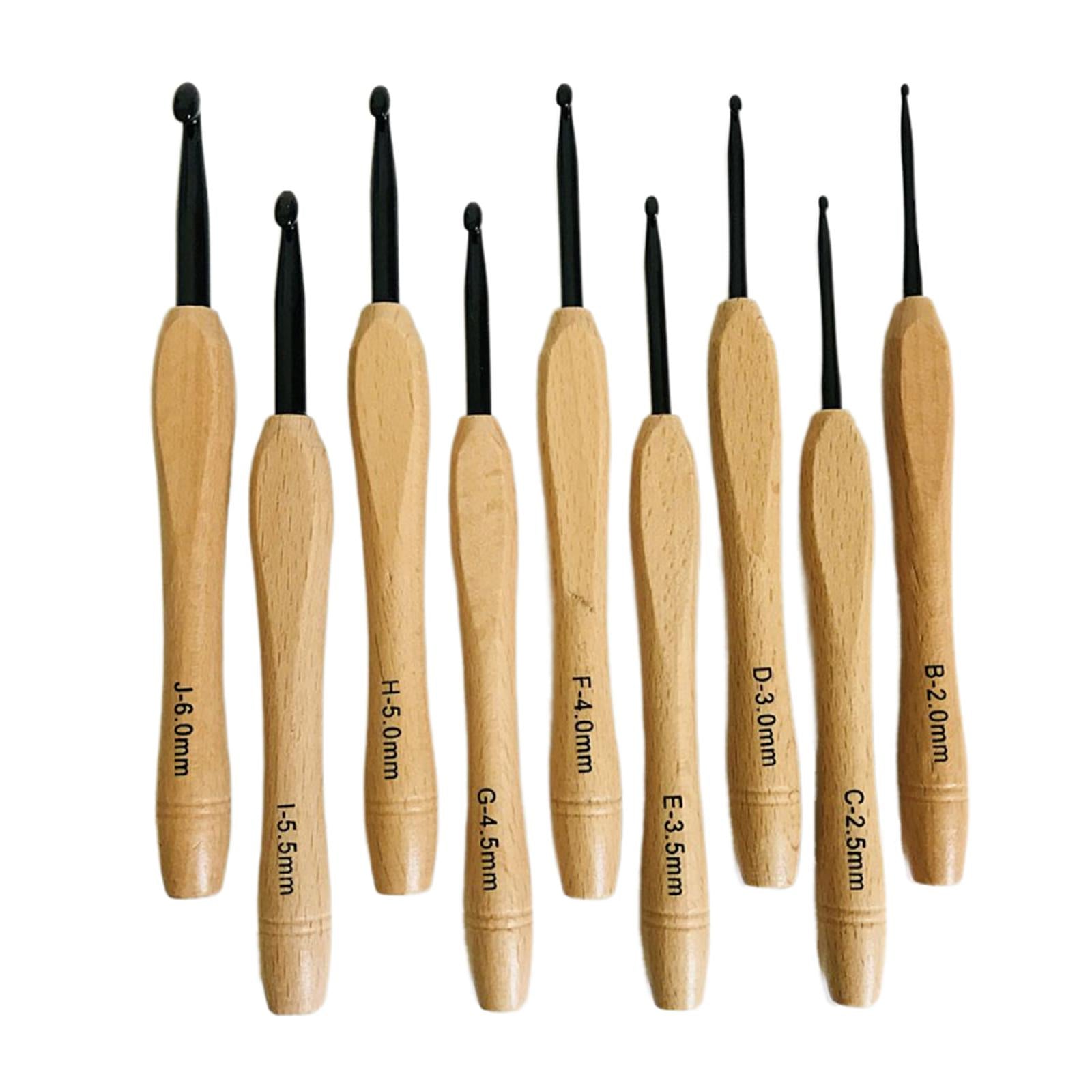 20Pcs Crochet Hooks Set Loom Tool Crocheting Wooden Handle for DIY Wool