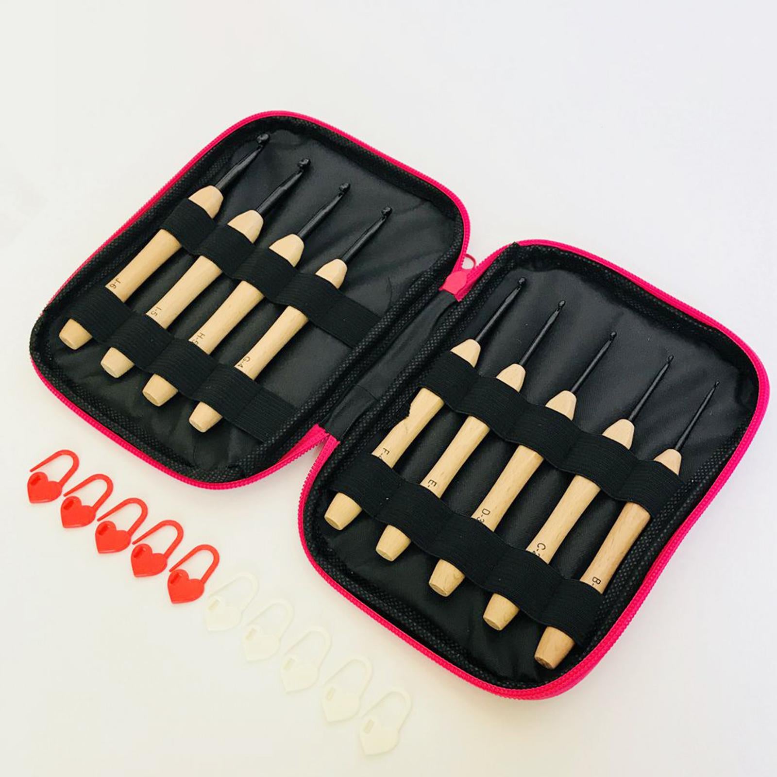 20Pcs Crochet Hooks Set Loom Tool Crocheting Wooden Handle for DIY Wool