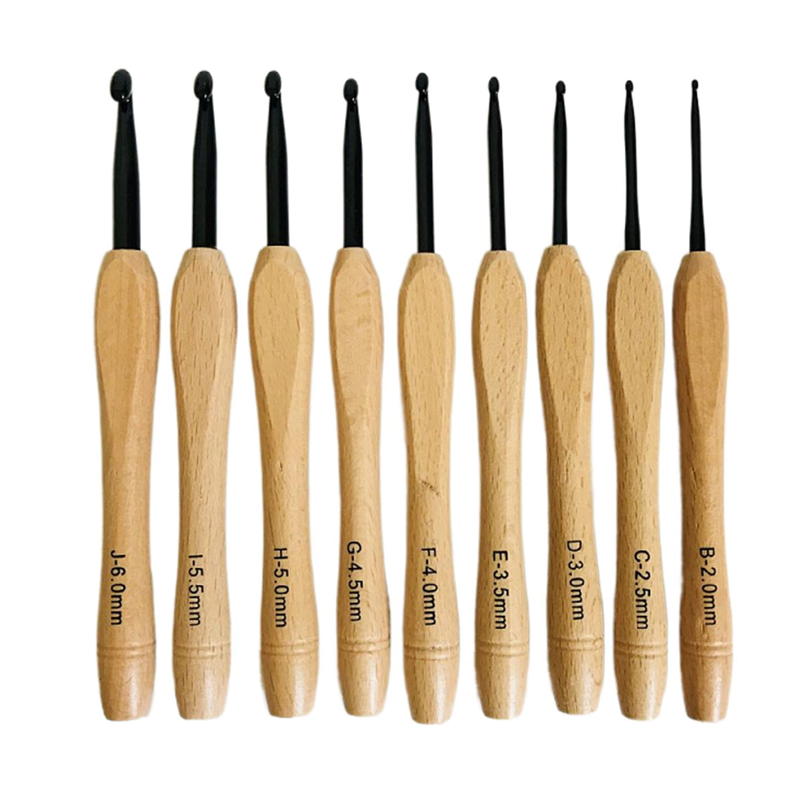 20Pcs Crochet Hooks Set Loom Tool Crocheting Wooden Handle for DIY Wool