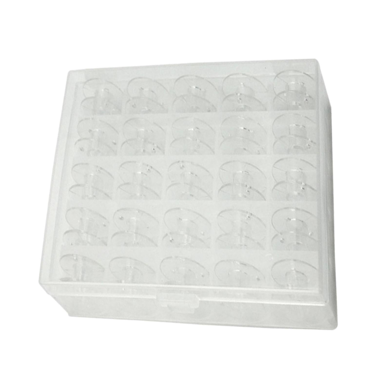 25pcs Plastic Sewing Machine Bobbins Spools Transparent Storage Case Tool