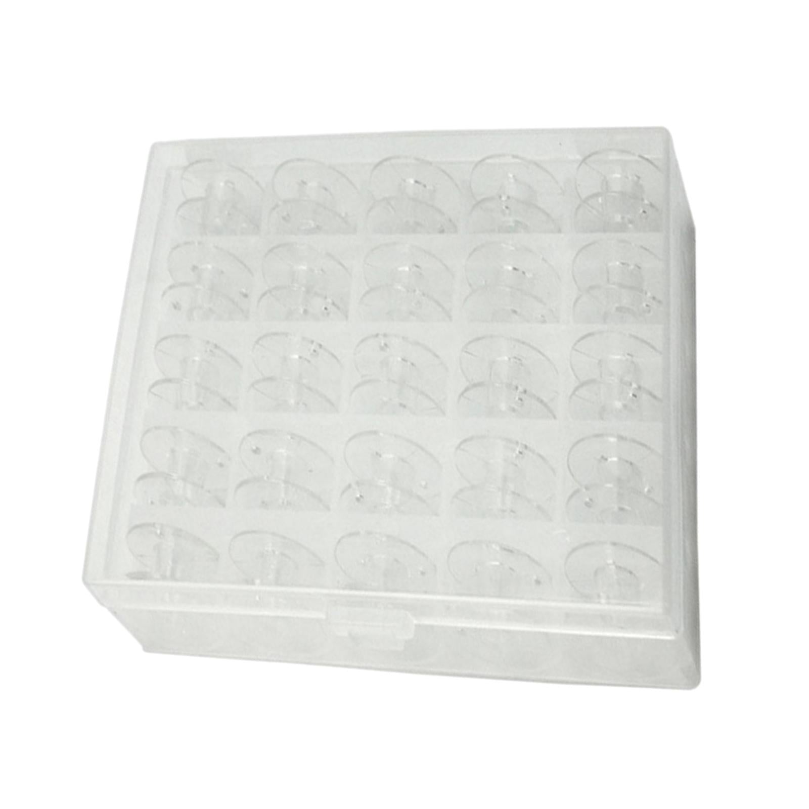 25pcs Plastic Sewing Machine Bobbins Spools Transparent Storage Case Tool