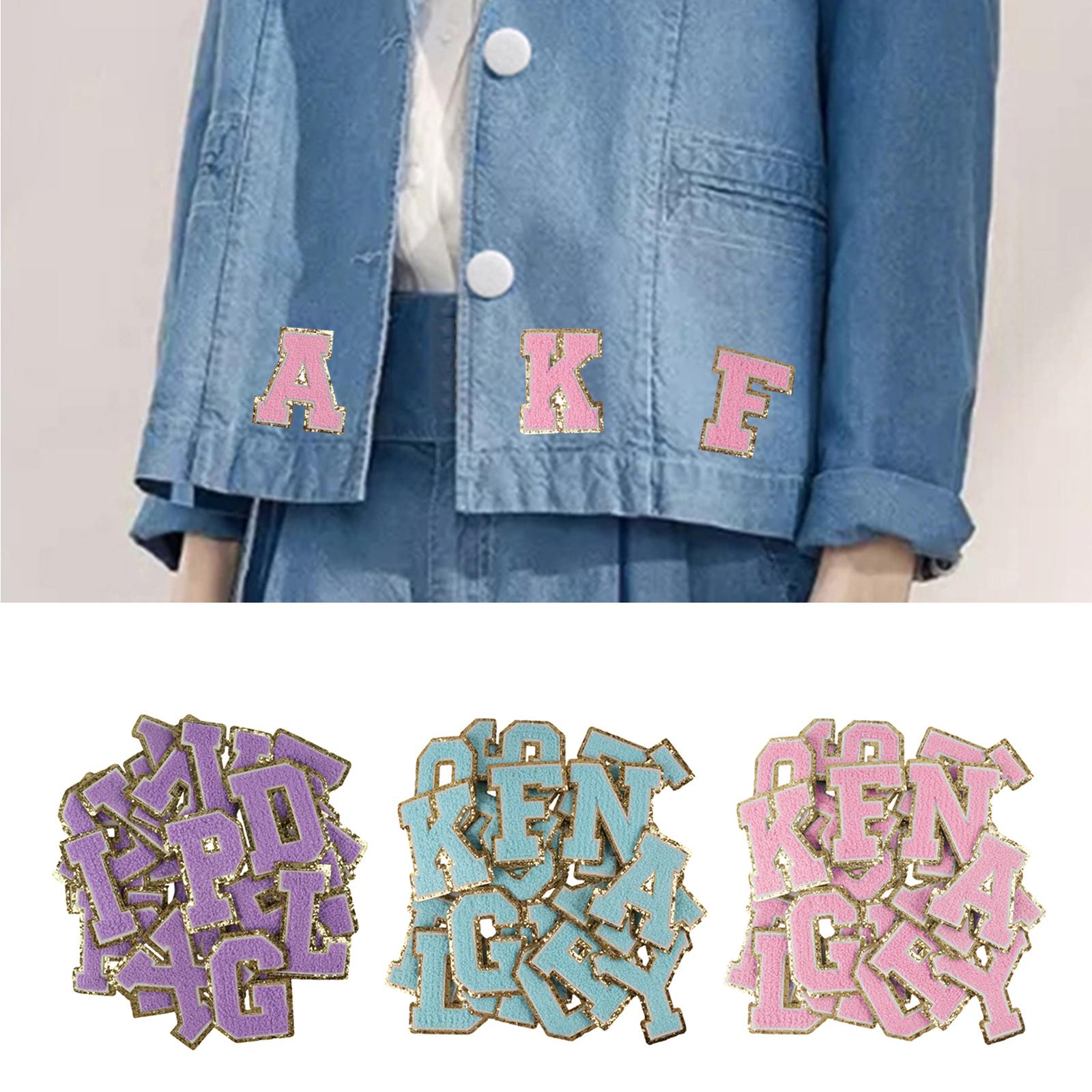 26 x Applique Embroidered Alphabet Iron On Patches for Hats Shirts Pink