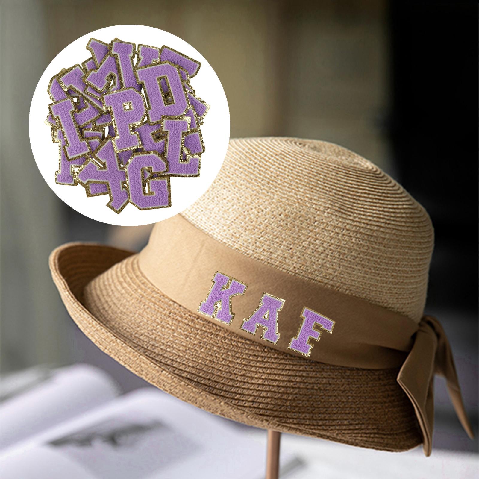 26 x Applique Embroidered Alphabet Iron On Patches for Hats Shirts Purple