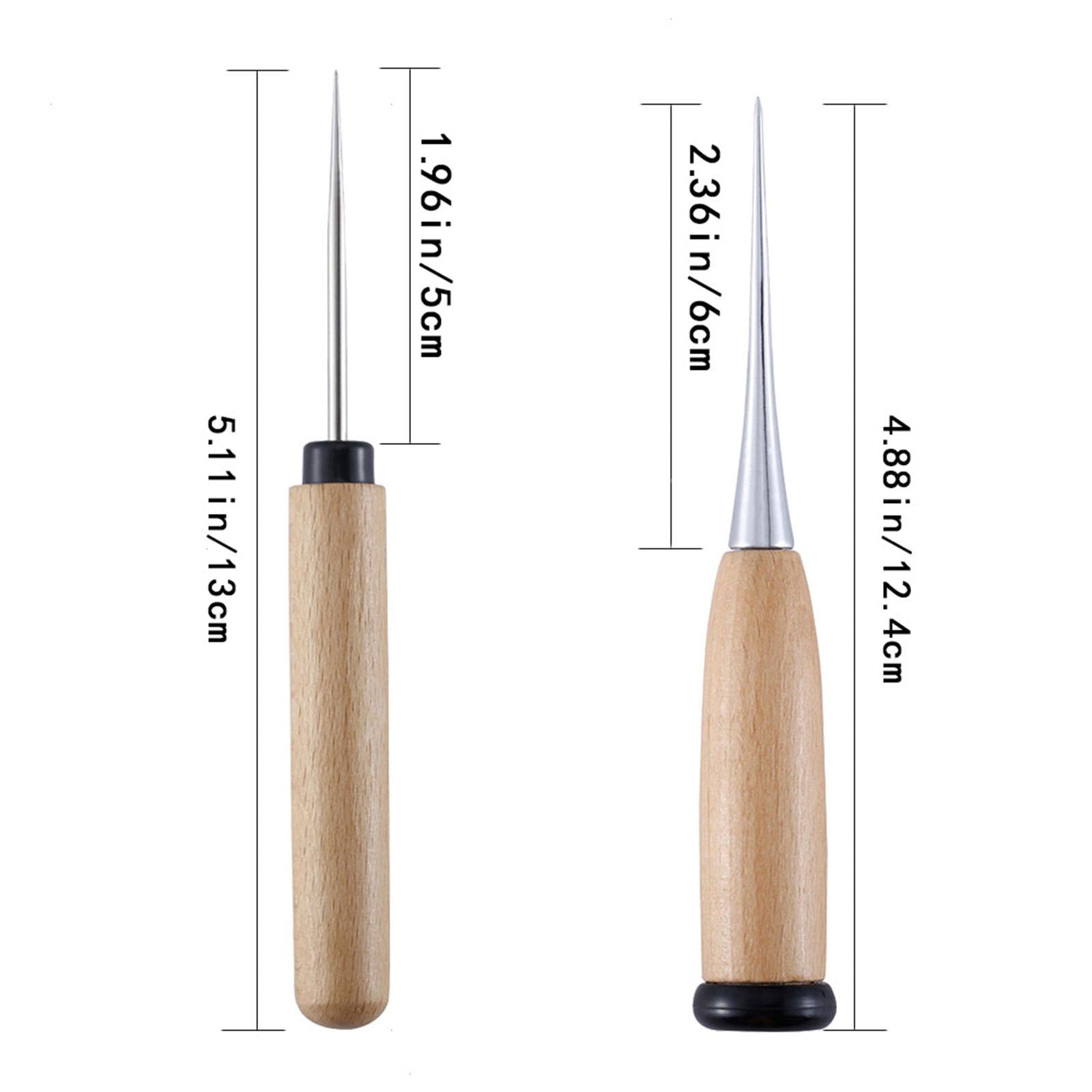 2x Leather Craft Punch Scratch Tool Awl Punching Hole Maker Carving Working