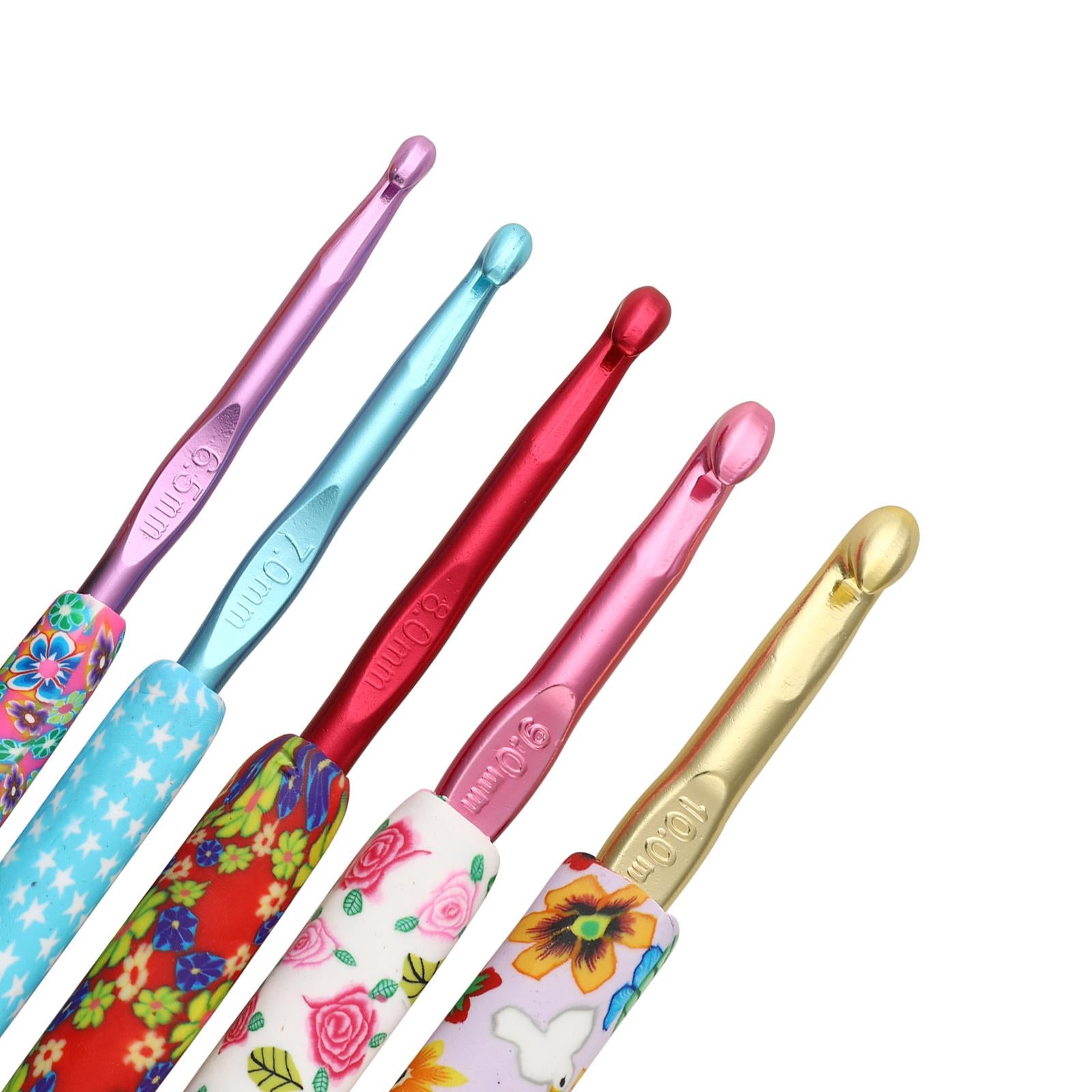 Aluminum Crochet Hooks Needles Knit 5pcs Set Weave Yarns for Beginners