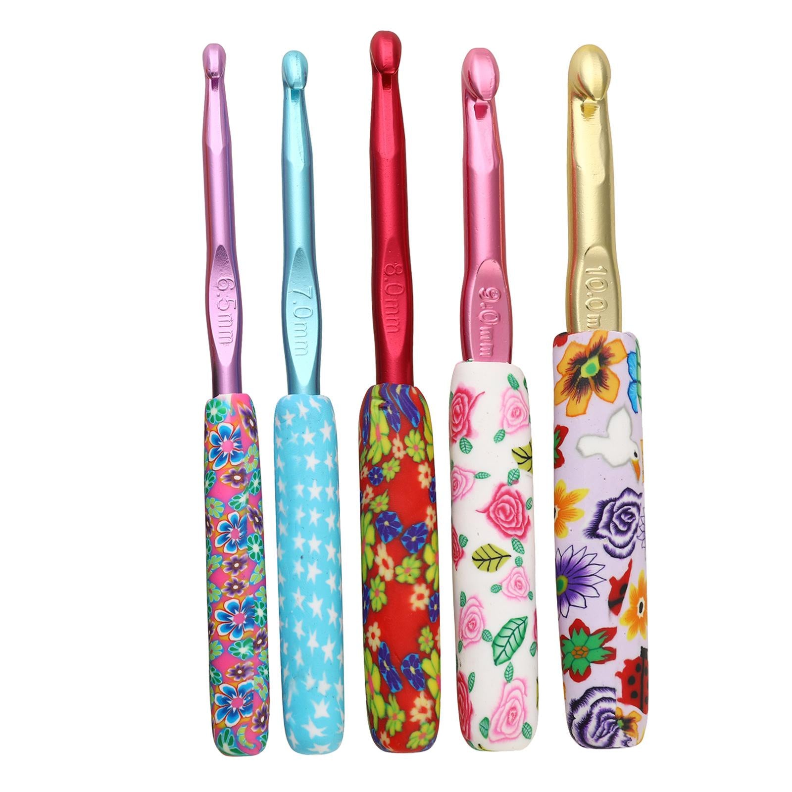 Aluminum Crochet Hooks Needles Knit 5pcs Set Weave Yarns for Beginners