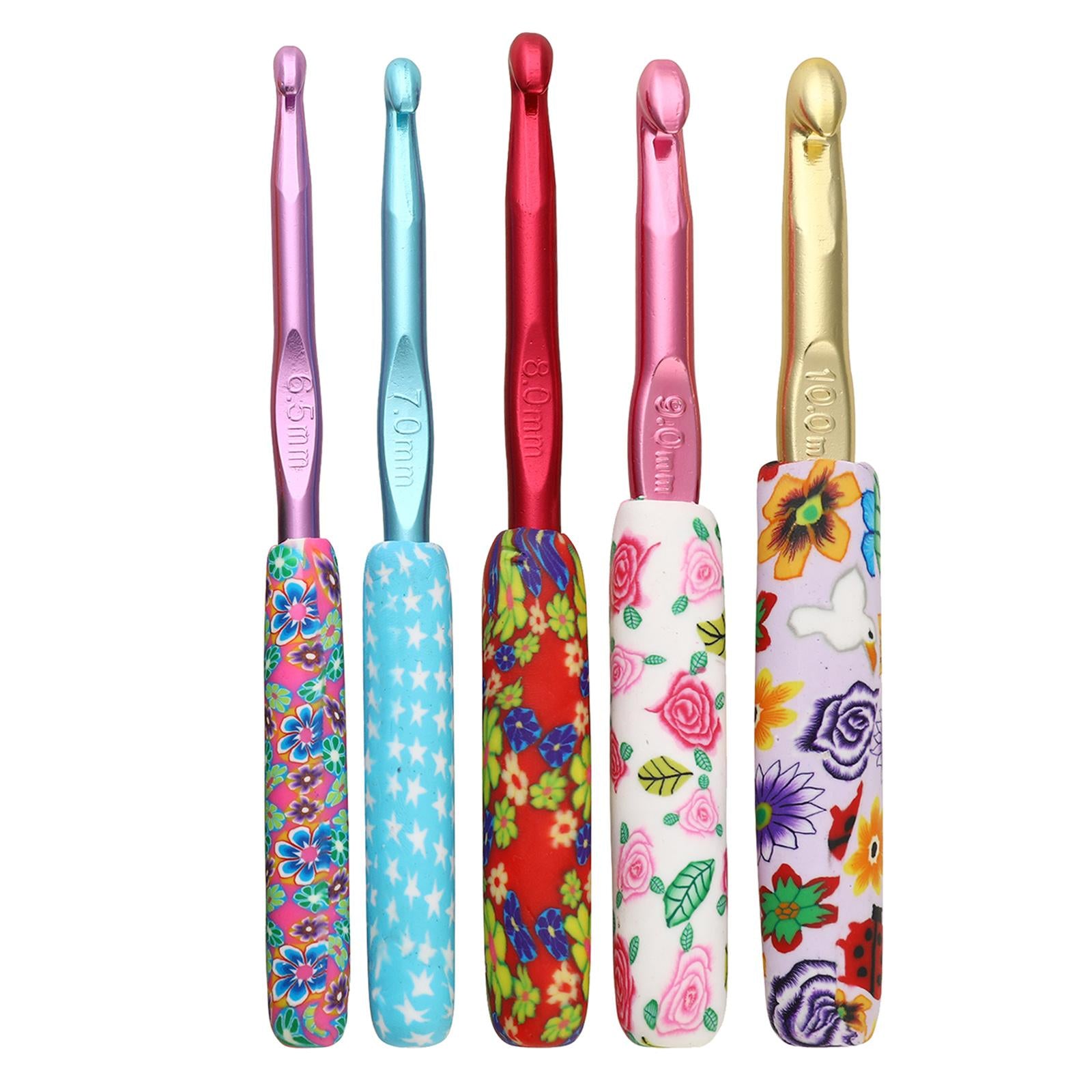 Aluminum Crochet Hooks Needles Knit 5pcs Set Weave Yarns for Beginners