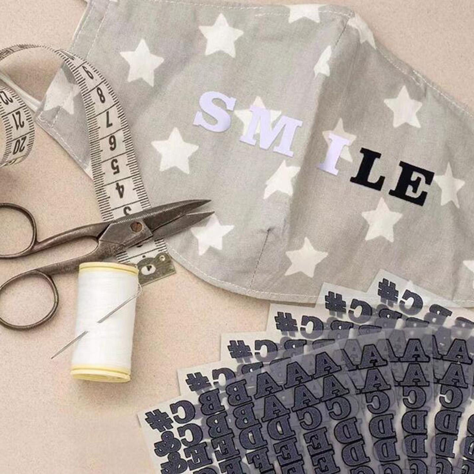 860x Transfer Patches Alphabet Iron On Letters TShirt Fabric 32x21.5cm Black