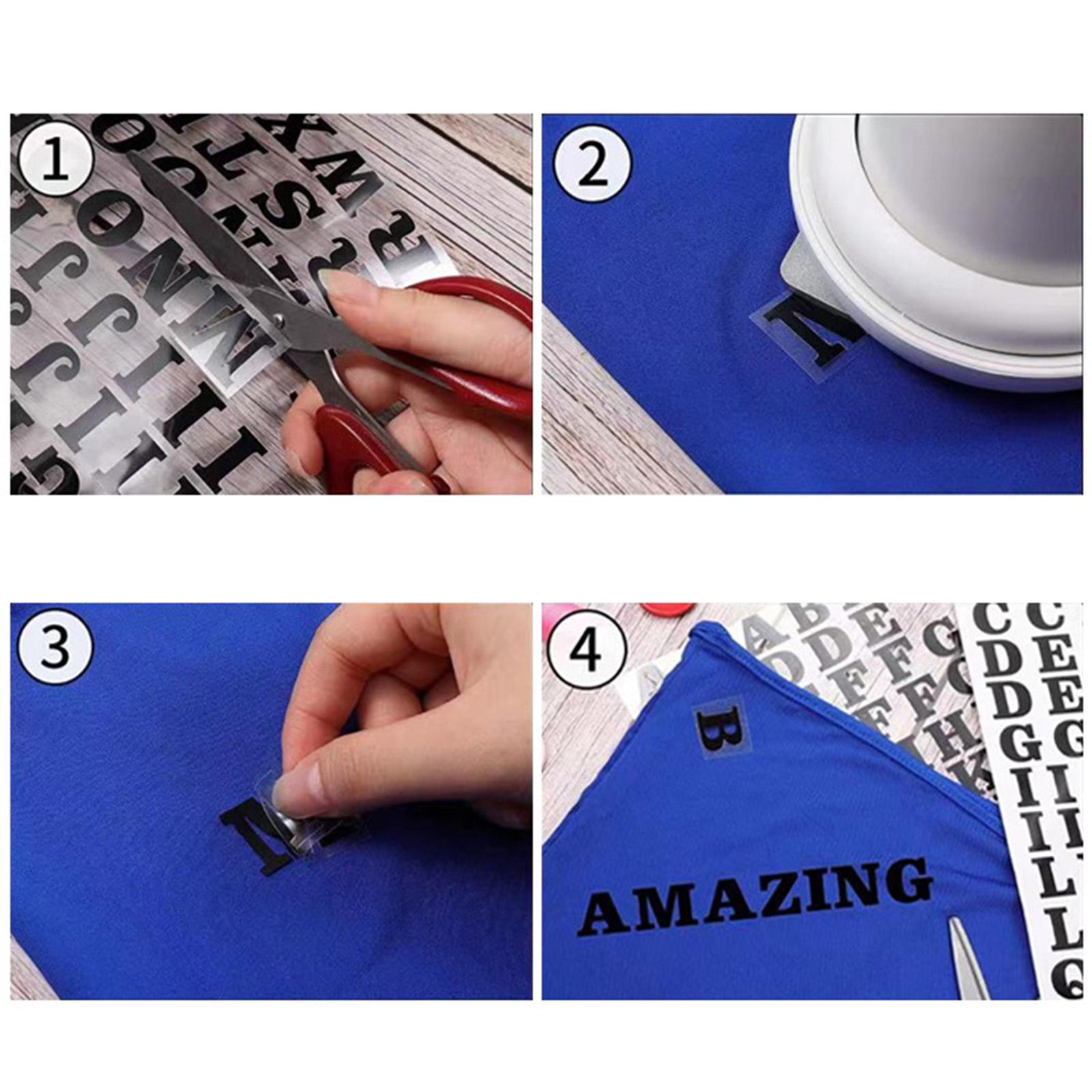 860x Transfer Patches Alphabet Iron On Letters TShirt Fabric 32x21.5cm Black