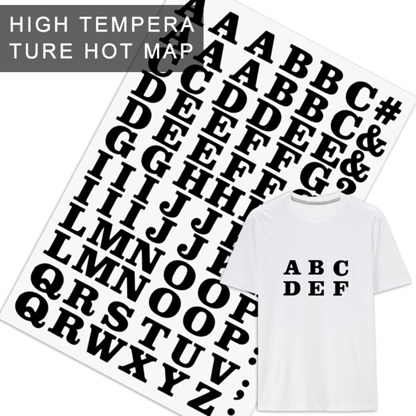 860x Transfer Patches Alphabet Iron On Letters TShirt Fabric 32x21.5cm Black