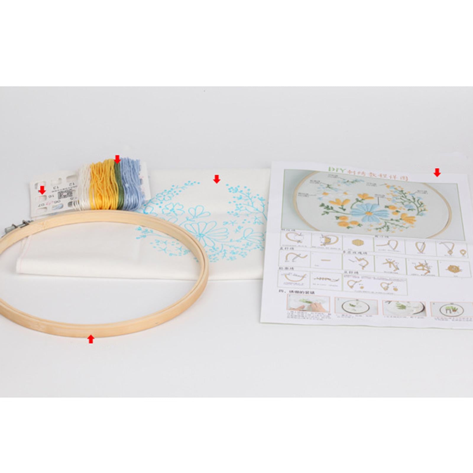 Embroidery Starter Kit Hand Sewing Color Threads Cloth Cross Stitch NO.12