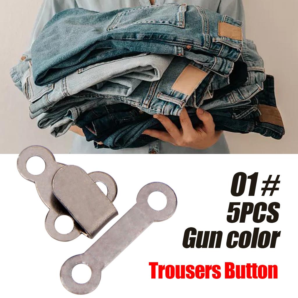 5 Pair Trouser Hooks Clothes Trousers Pants Fasteners Style 1 Grey