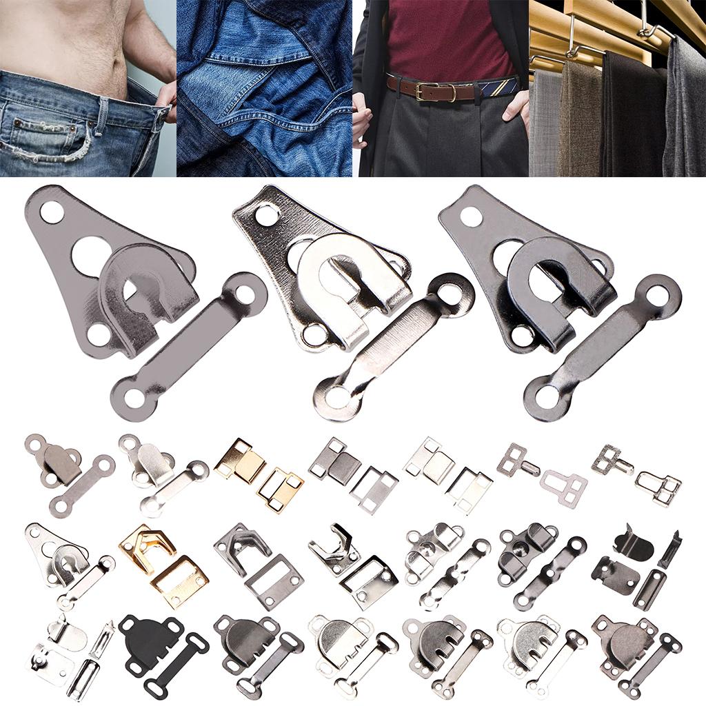 5 Pair Trouser Hooks Clothes Trousers Pants Fasteners Style 1 Grey