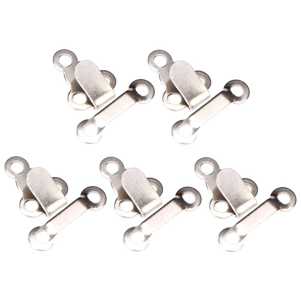 5 Pair Trouser Hooks Clothes Trousers Pants Fasteners Style 1 Silver