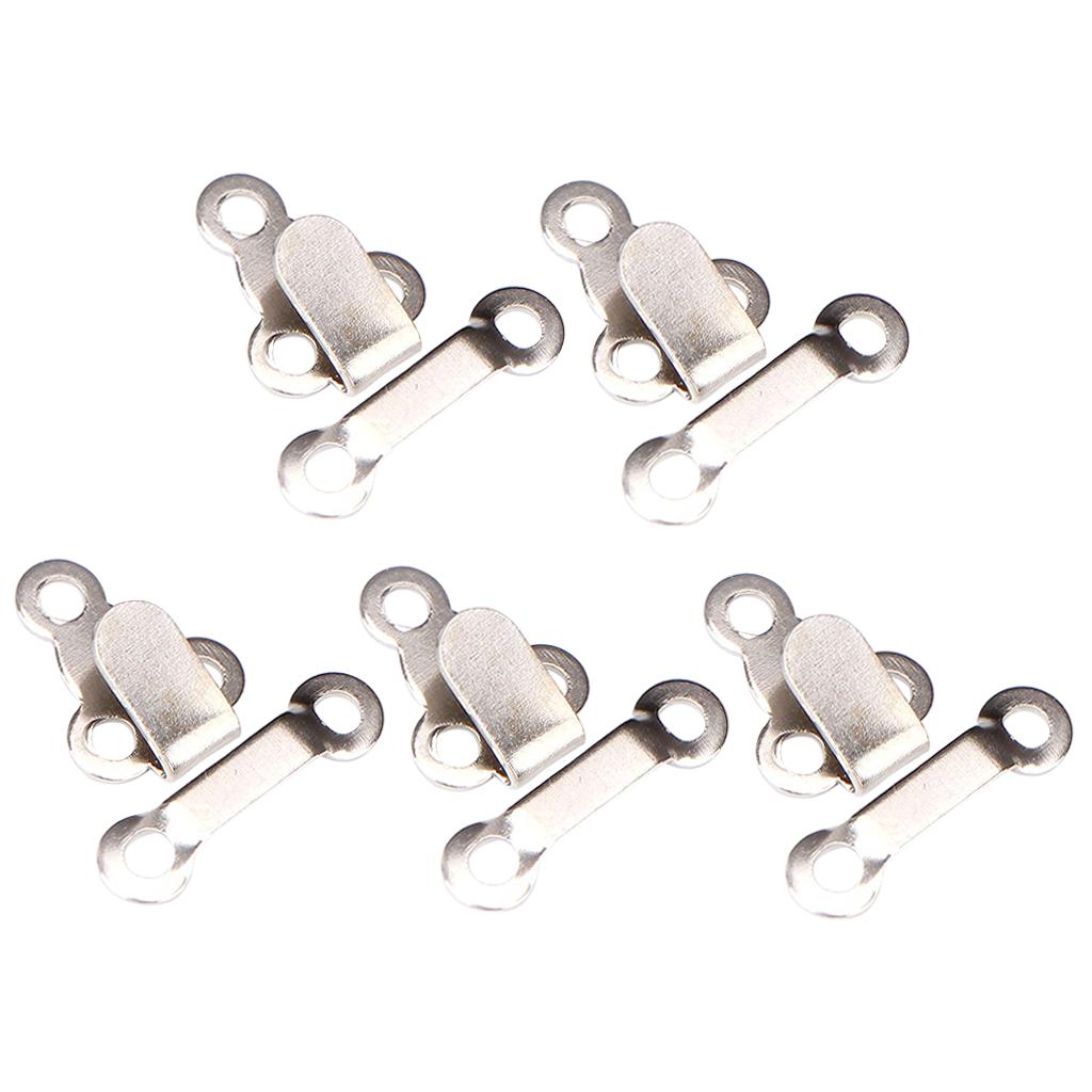 5 Pair Trouser Hooks Clothes Trousers Pants Fasteners Style 1 Silver