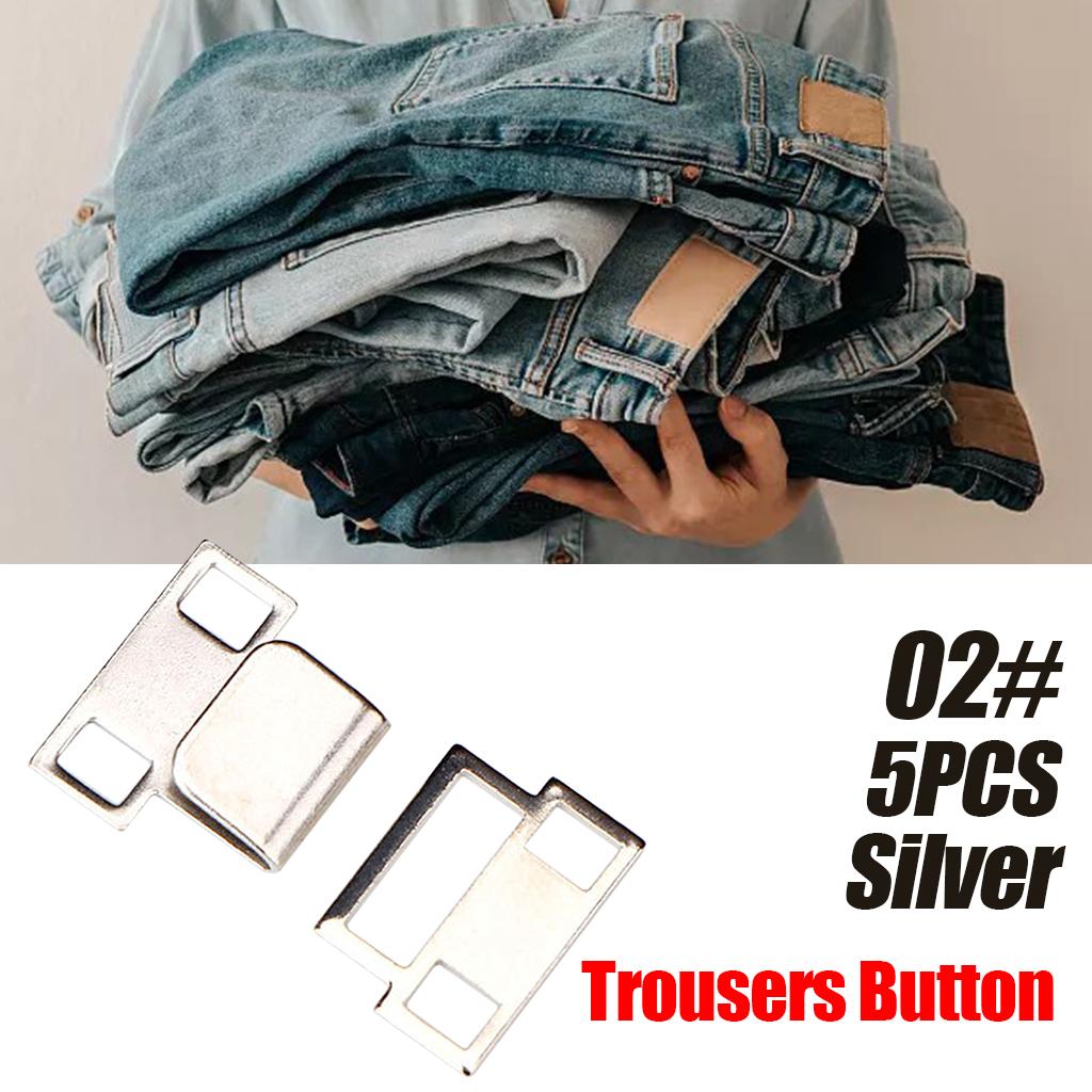 5 Pair Trouser Hooks Clothes Trousers Pants Fasteners Style 2 Silver