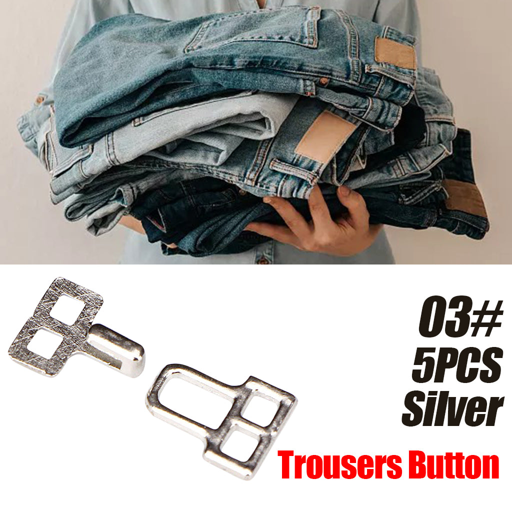 5 Pair Trouser Hooks Clothes Trousers Pants Fasteners Style 3 Silver
