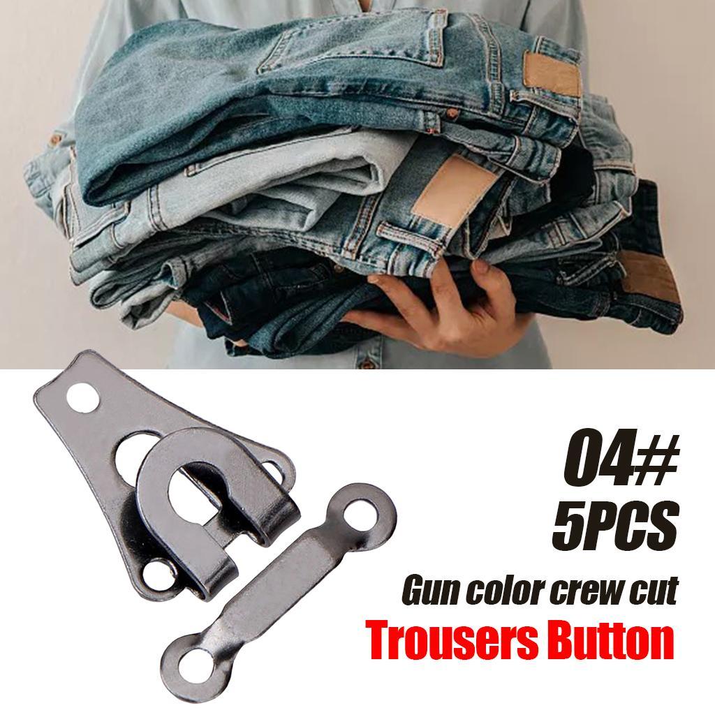 5 Pair Trouser Hooks Clothes Trousers Pants Fasteners Style 4 Grey Flat