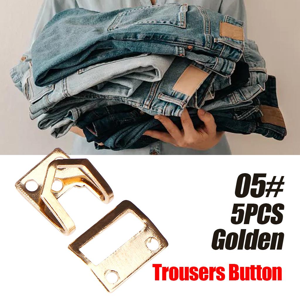 5 Pair Trouser Hooks Clothes Trousers Pants Fasteners Style 5 Golden
