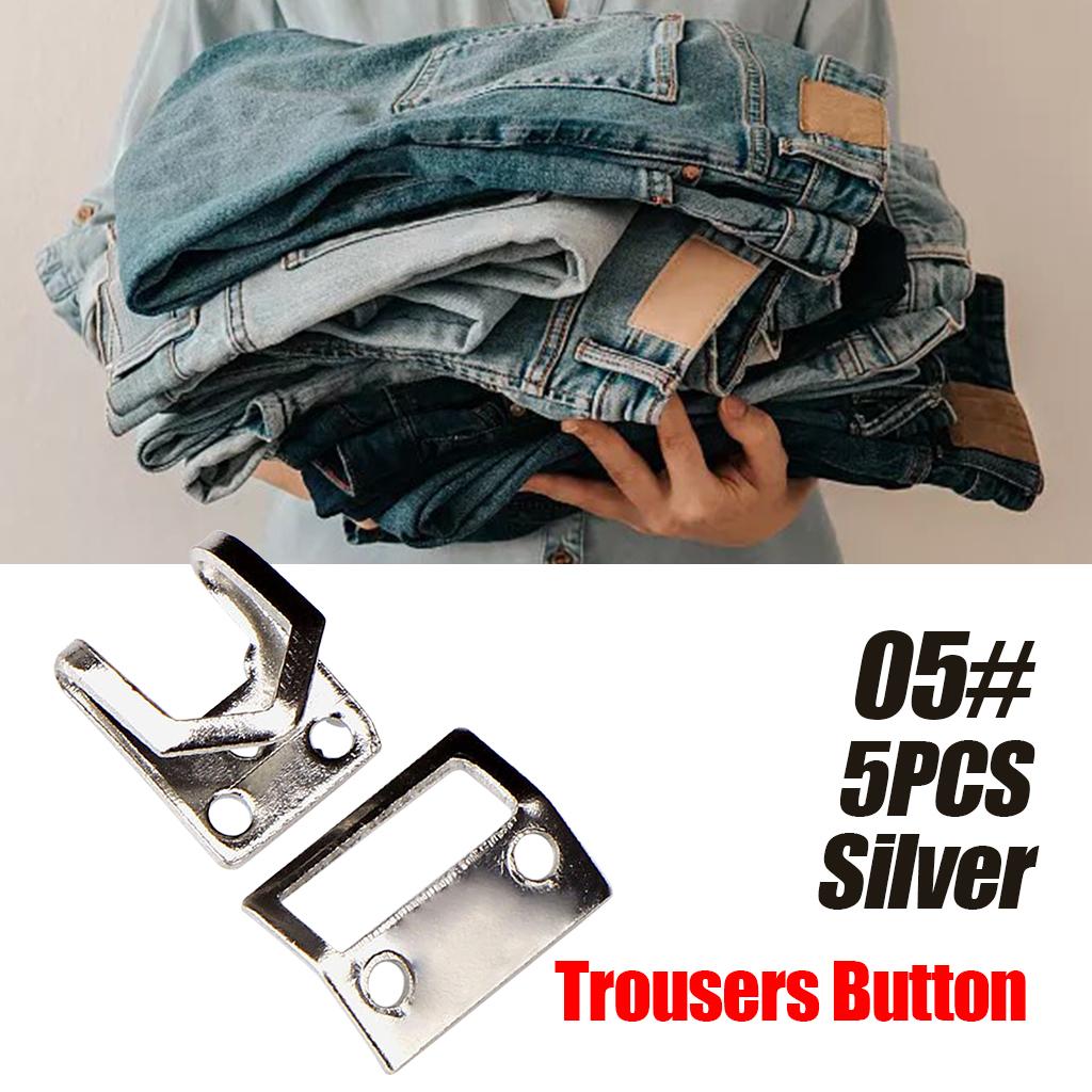 5 Pair Trouser Hooks Clothes Trousers Pants Fasteners Style 5 Silver