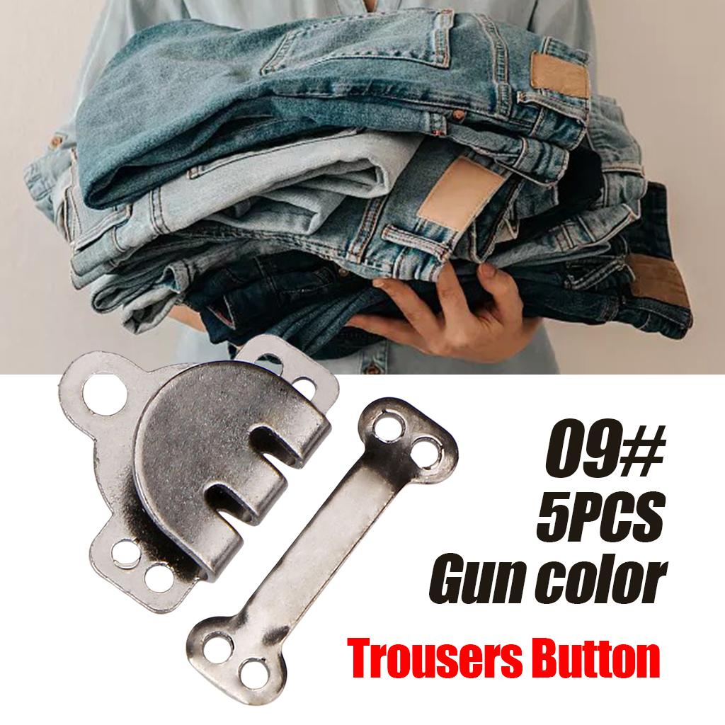 5 Pair Trouser Hooks Clothes Trousers Pants Fasteners Style 9 Grey