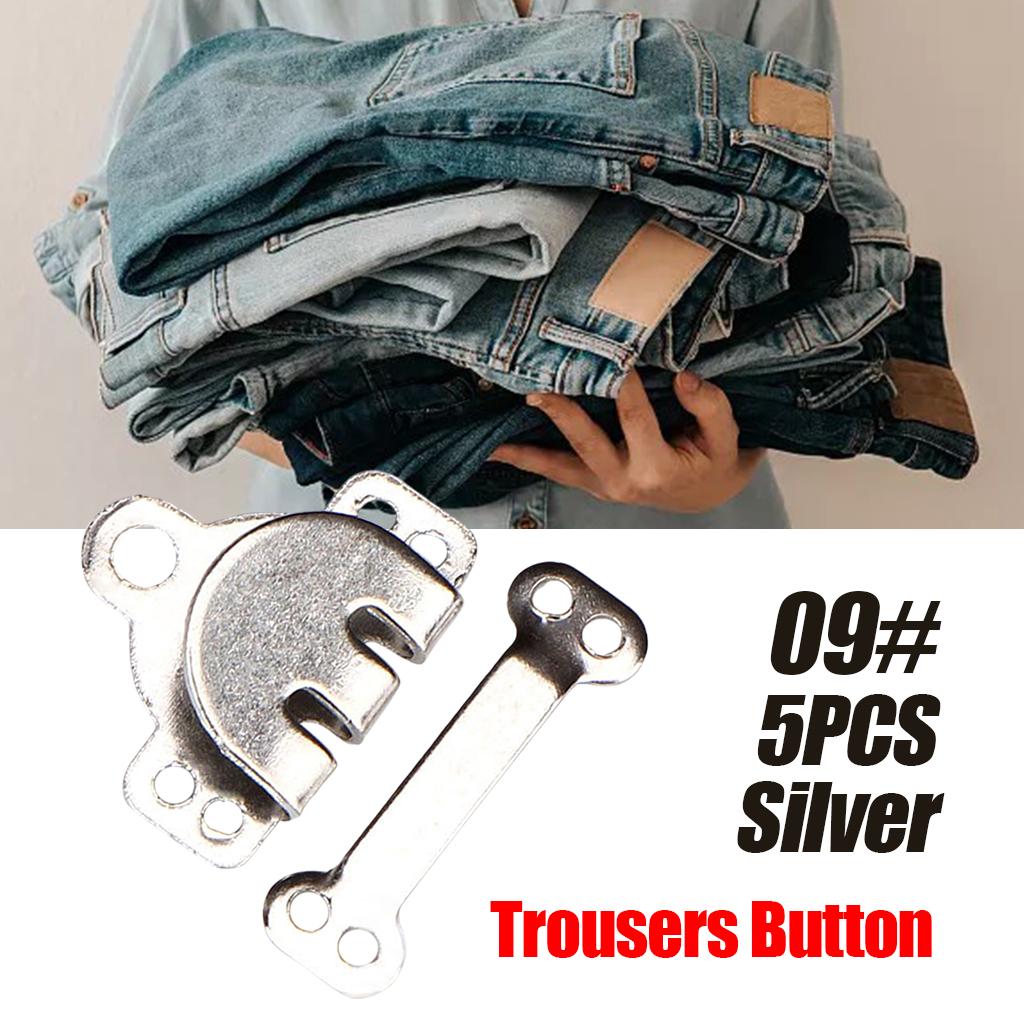 5 Pair Trouser Hooks Clothes Trousers Pants Fasteners Style 9 Silver