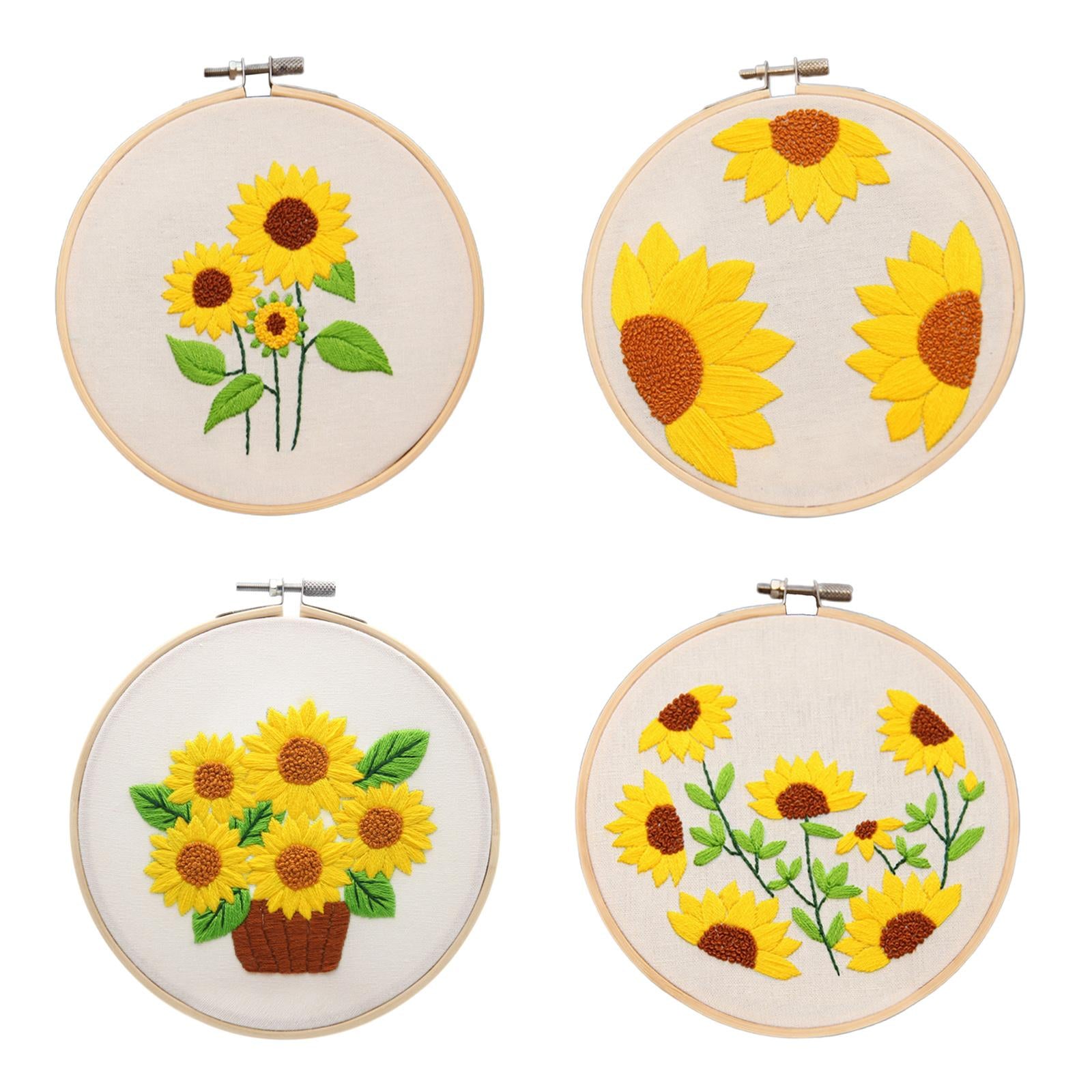 Sunflowers Embroidery Kit Stamped including Hoop Frame Threads Sunflowers 1