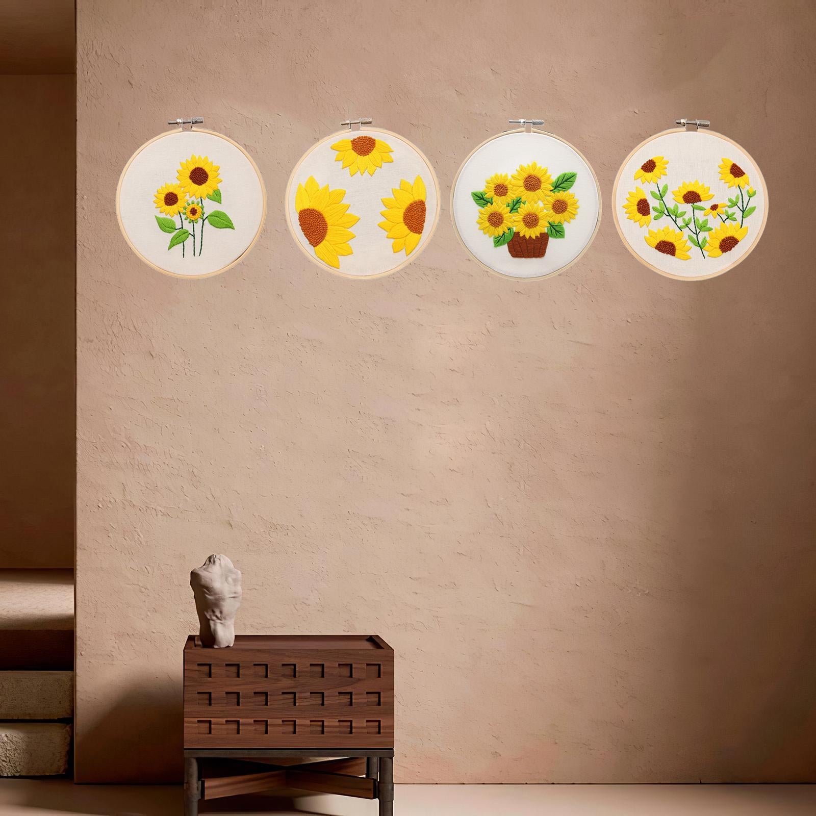 Sunflowers Embroidery Kit Stamped including Hoop Frame Threads Sunflowers 1