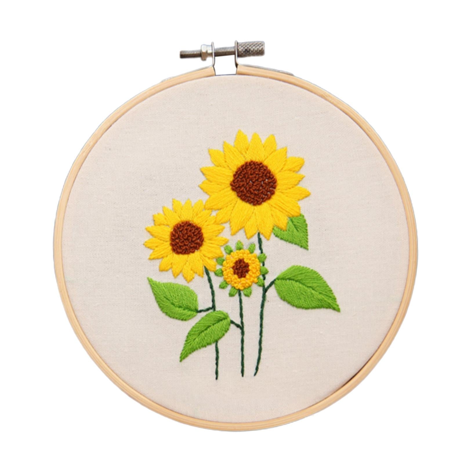 Sunflowers Embroidery Kit Stamped including Hoop Frame Threads Sunflowers 2