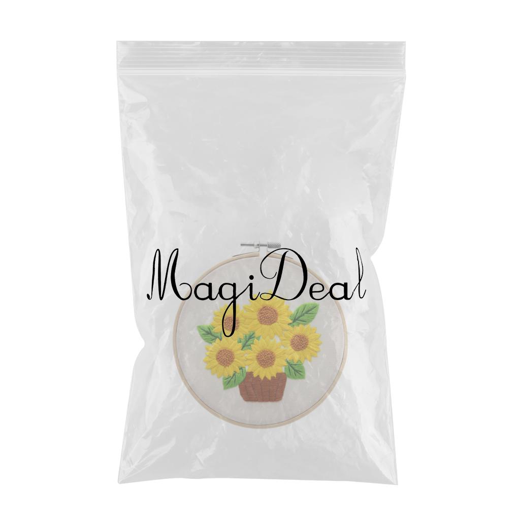Sunflowers Embroidery Kit Stamped including Hoop Frame Threads Sunflowers 4