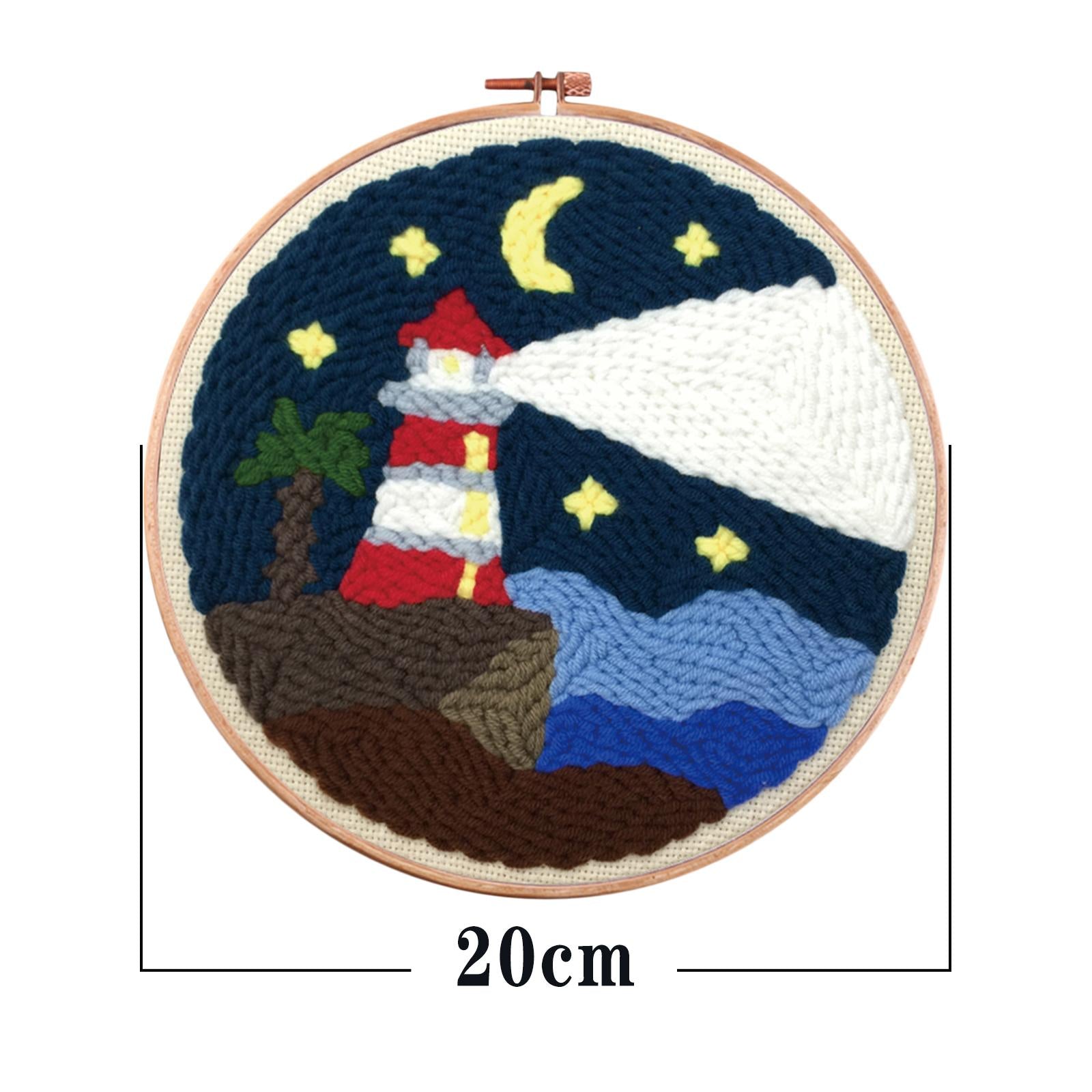 Punch Needle Embroidery Kit Rug Hooking Kit Beginner Cotton for Adults Lighthouse