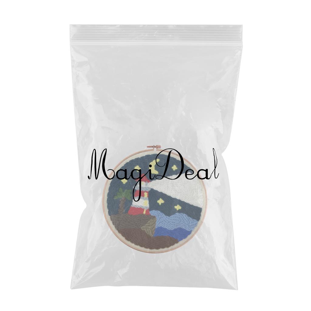 Punch Needle Embroidery Kit Rug Hooking Kit Beginner Cotton for Adults Lighthouse