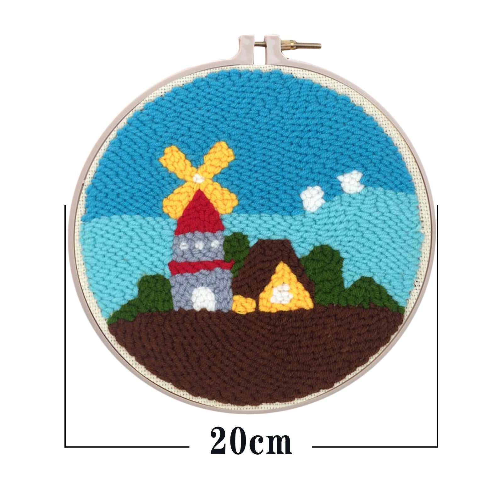 Punch Needle Embroidery Kit Rug Hooking Kit Beginner Cotton for Adults Windmill