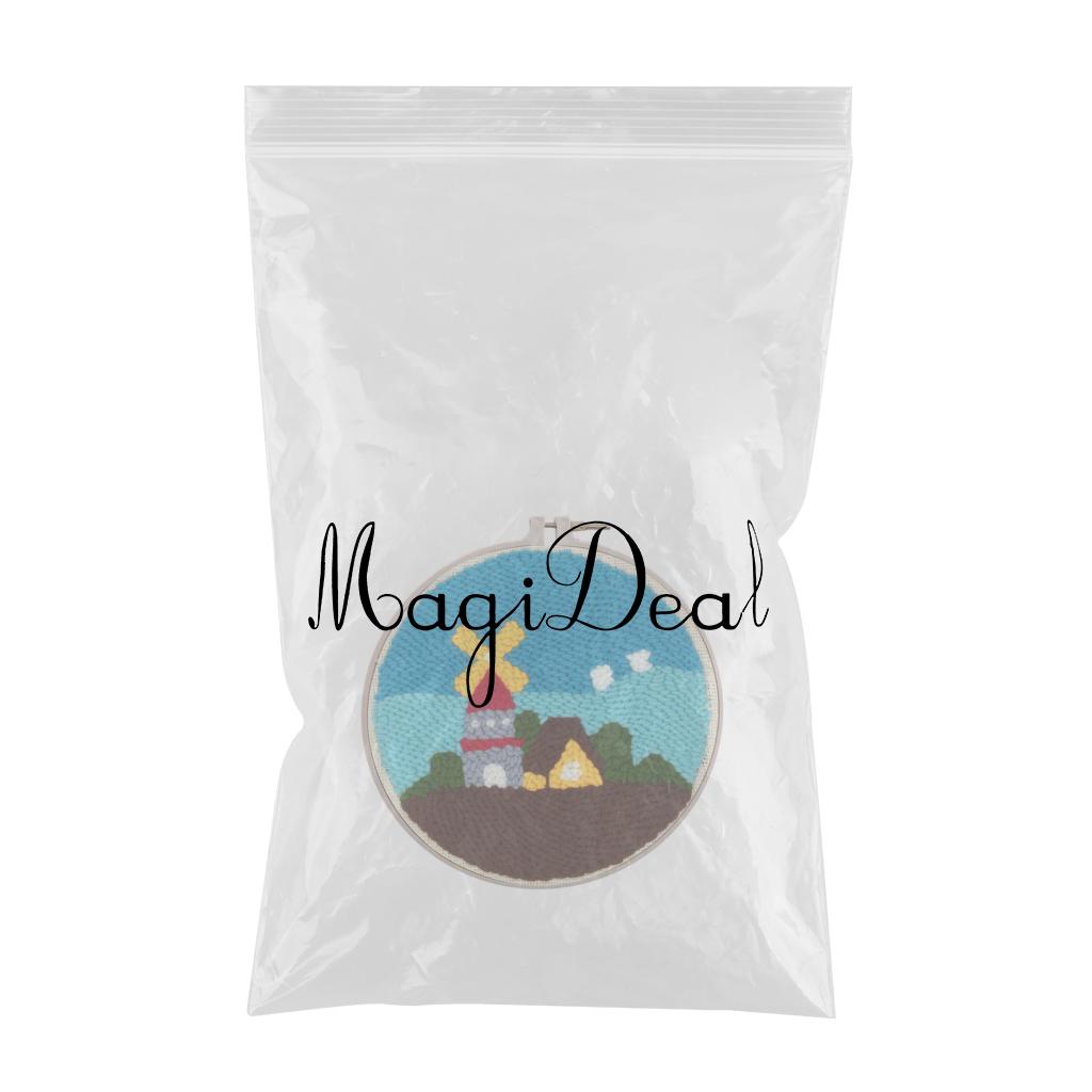 Punch Needle Embroidery Kit Rug Hooking Kit Beginner Cotton for Adults Windmill