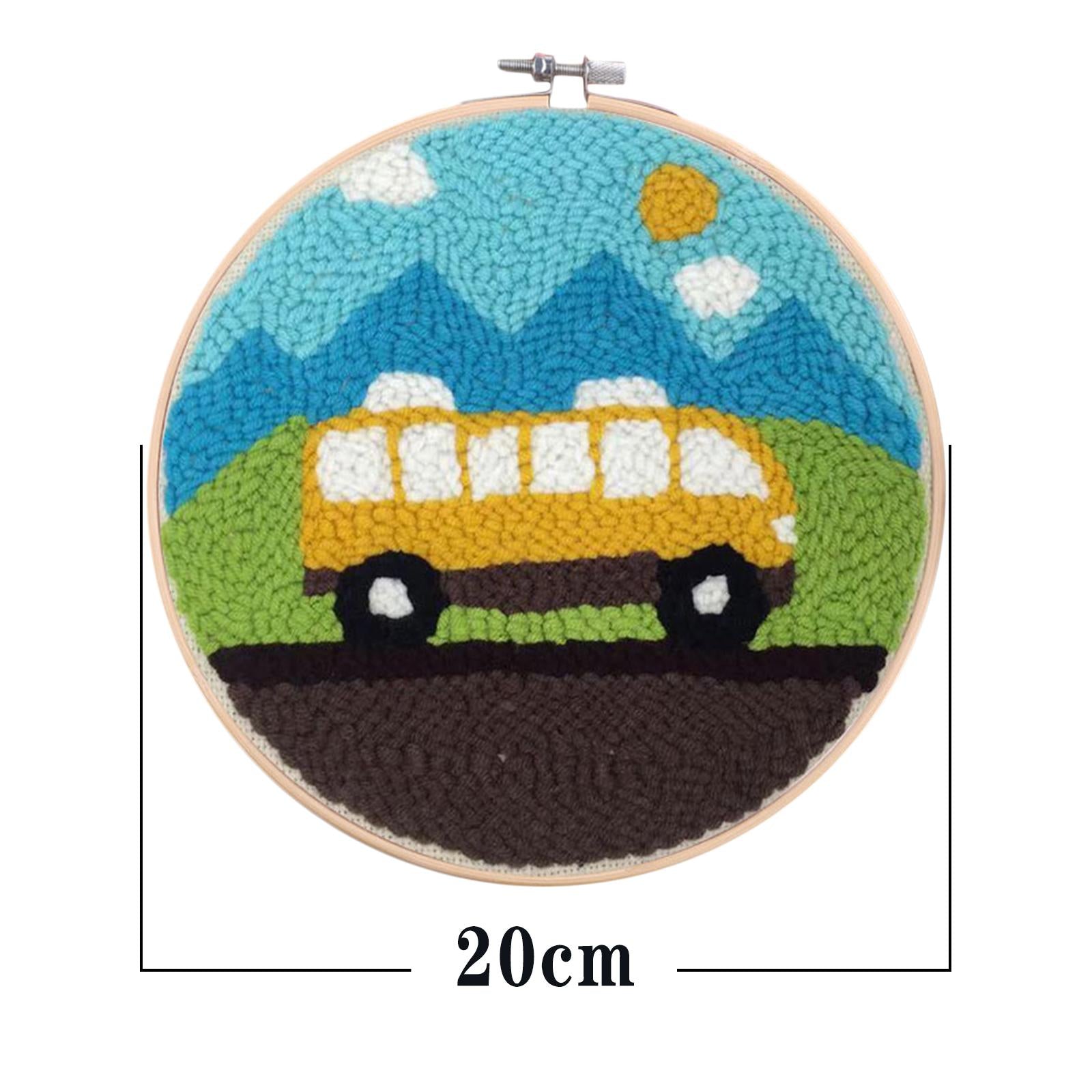 Punch Needle Embroidery Kit Rug Hooking Kit Beginner Cotton for Adults Bus car