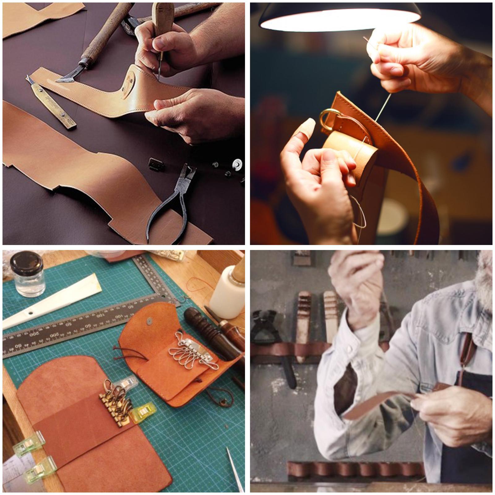 27x Leather Craft Tools Kit Saddle Groover Carving Punch Tool Stitching