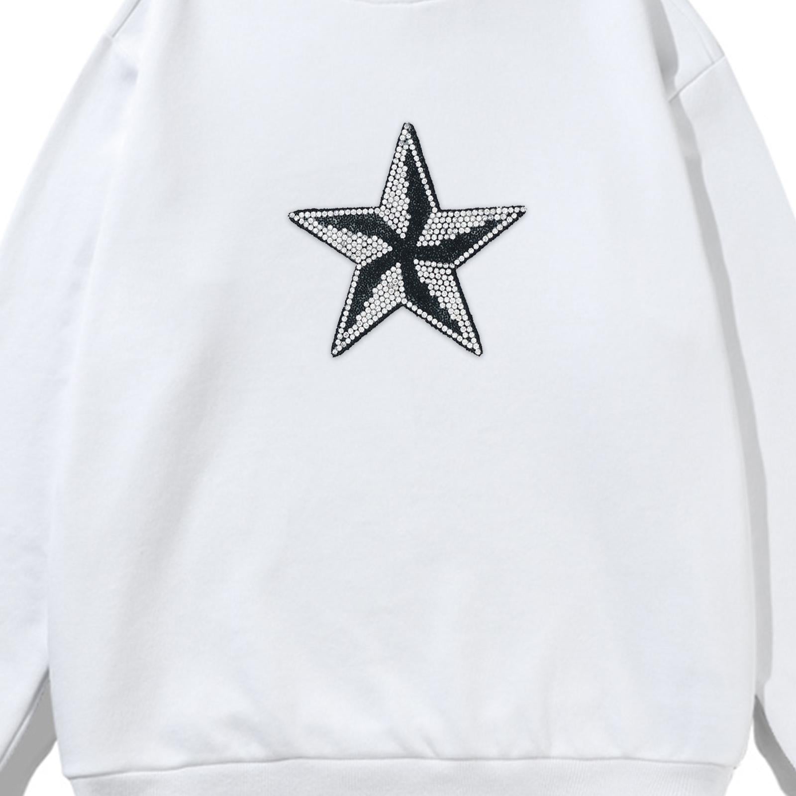 6Pcs Star Shape Rhinestone Patches Iron On Sew On for Clothes Bags Black