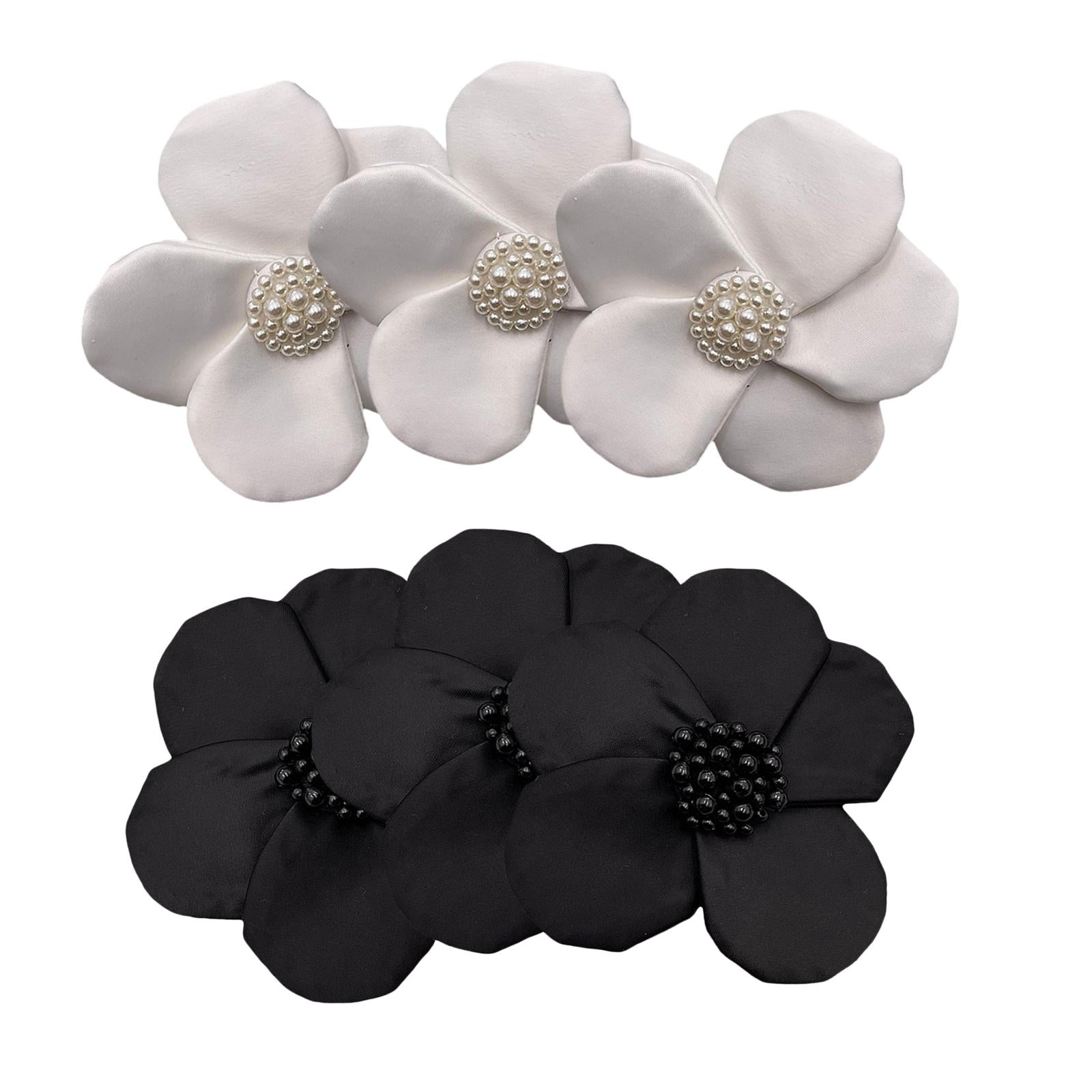 3x Beaded Sew-On Applique Craft Patch for Clothes Embroidered Patch Crafts Black