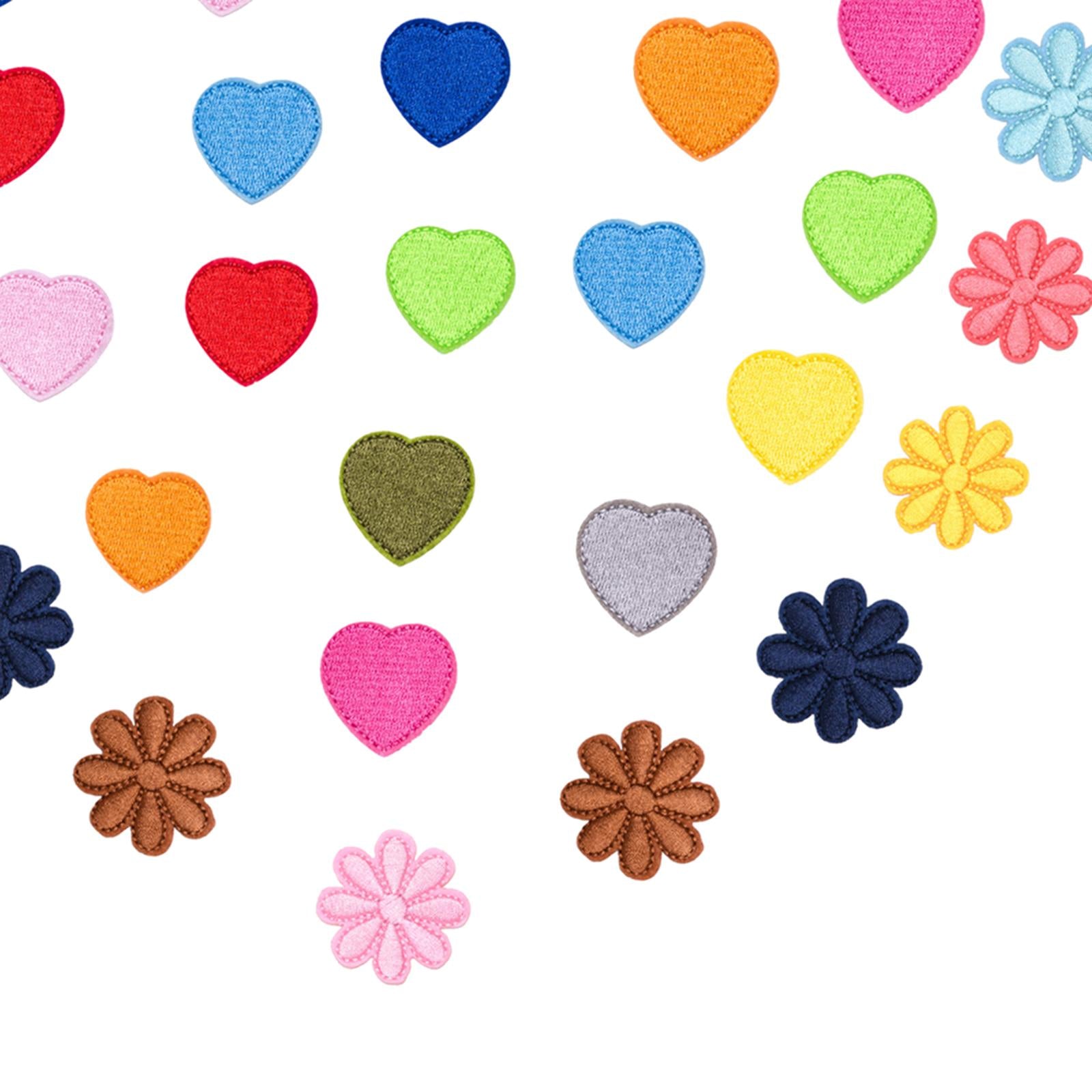 Iron on/ Sew on Patches for Bags Jeans Clothes Hat DIY 40pcs Heart Flower