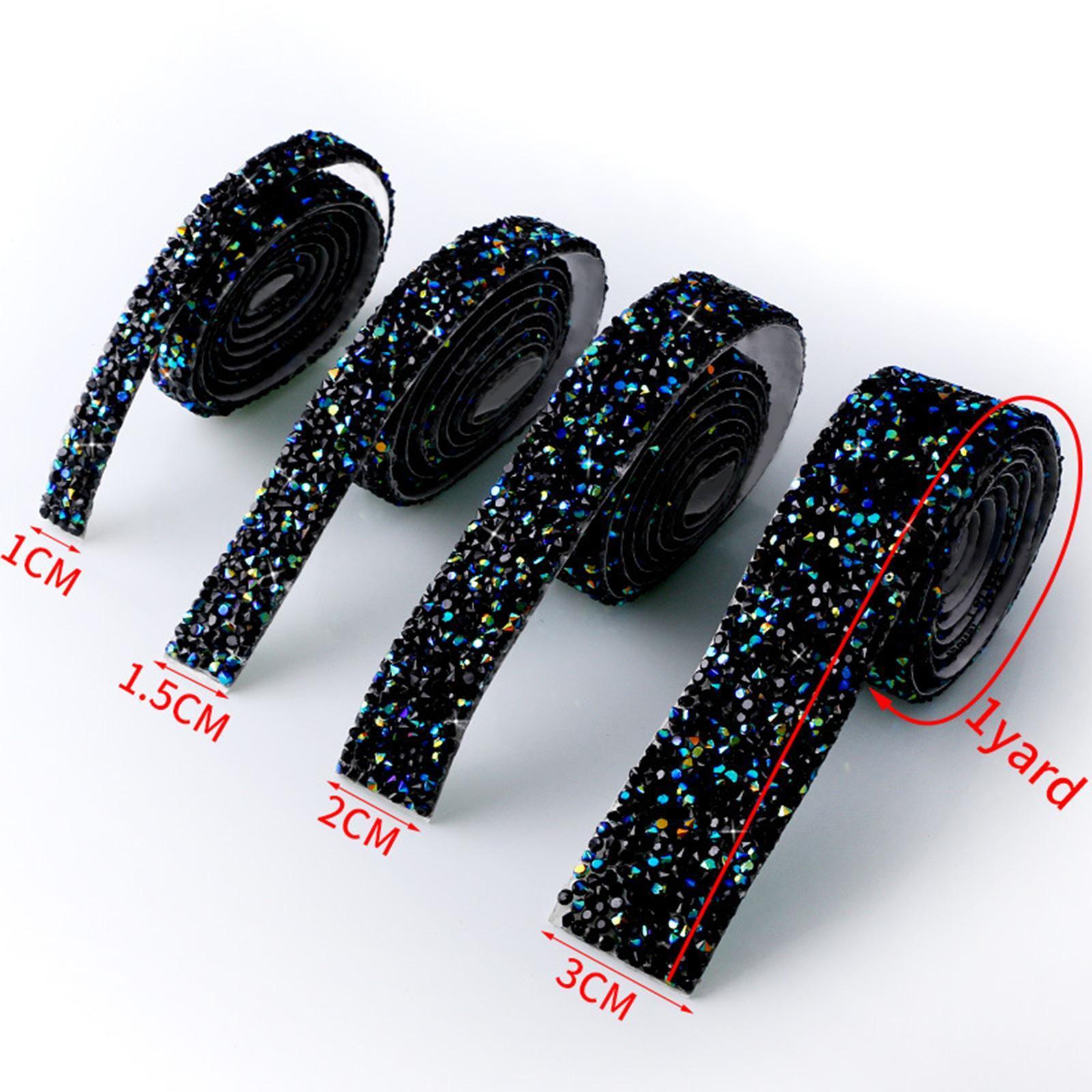 4 Rolls Adhesive Hotfix Rhinestones Tape Crystal Ribbon Trim Wedding Black