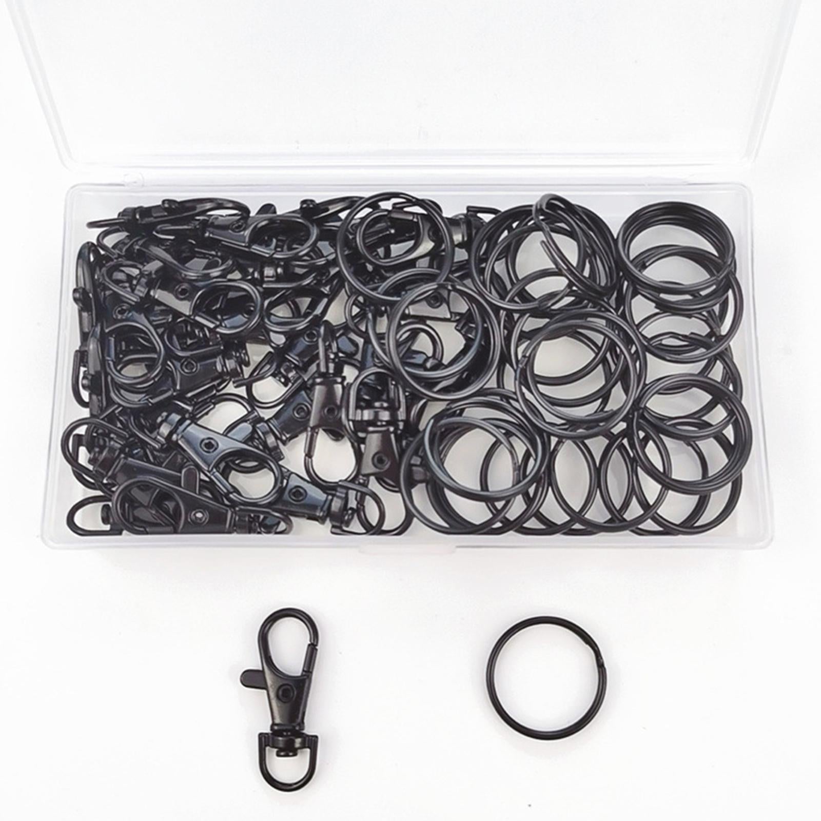 35Pcs Black Keyring Blanks Key Rings with Chain and Key Opens Jump Rings