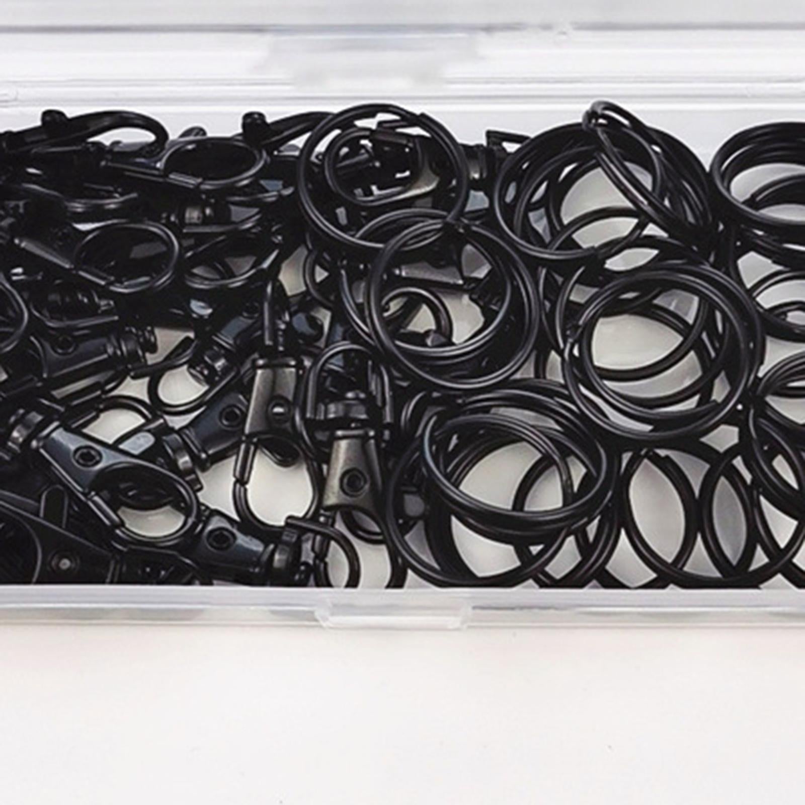 35Pcs Black Keyring Blanks Key Rings with Chain and Key Opens Jump Rings